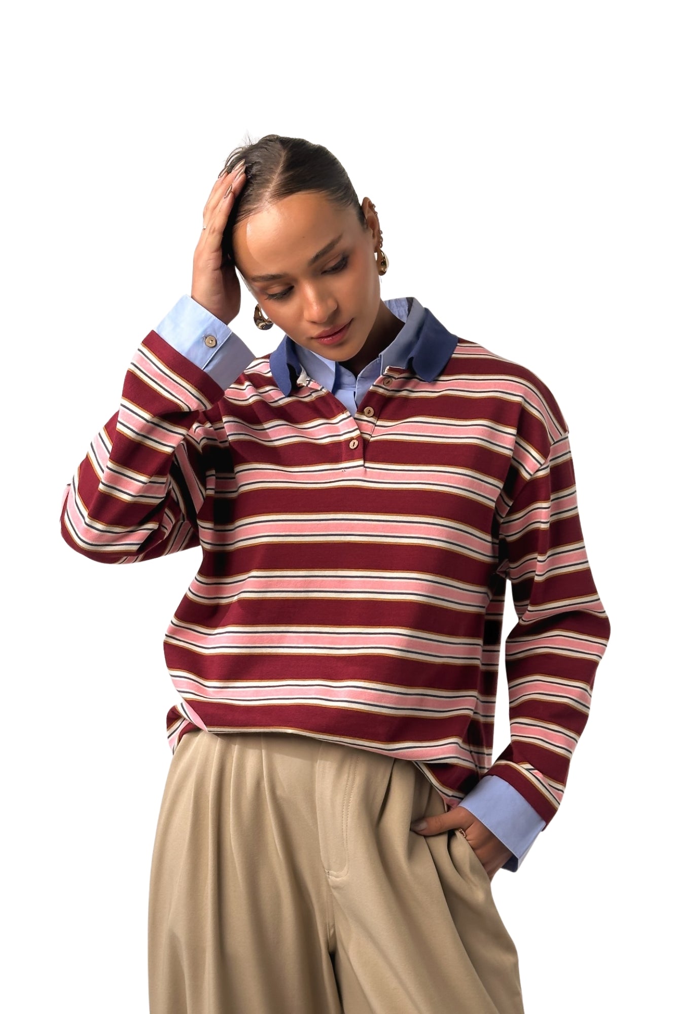 STRIPED BURGUNDY POLO