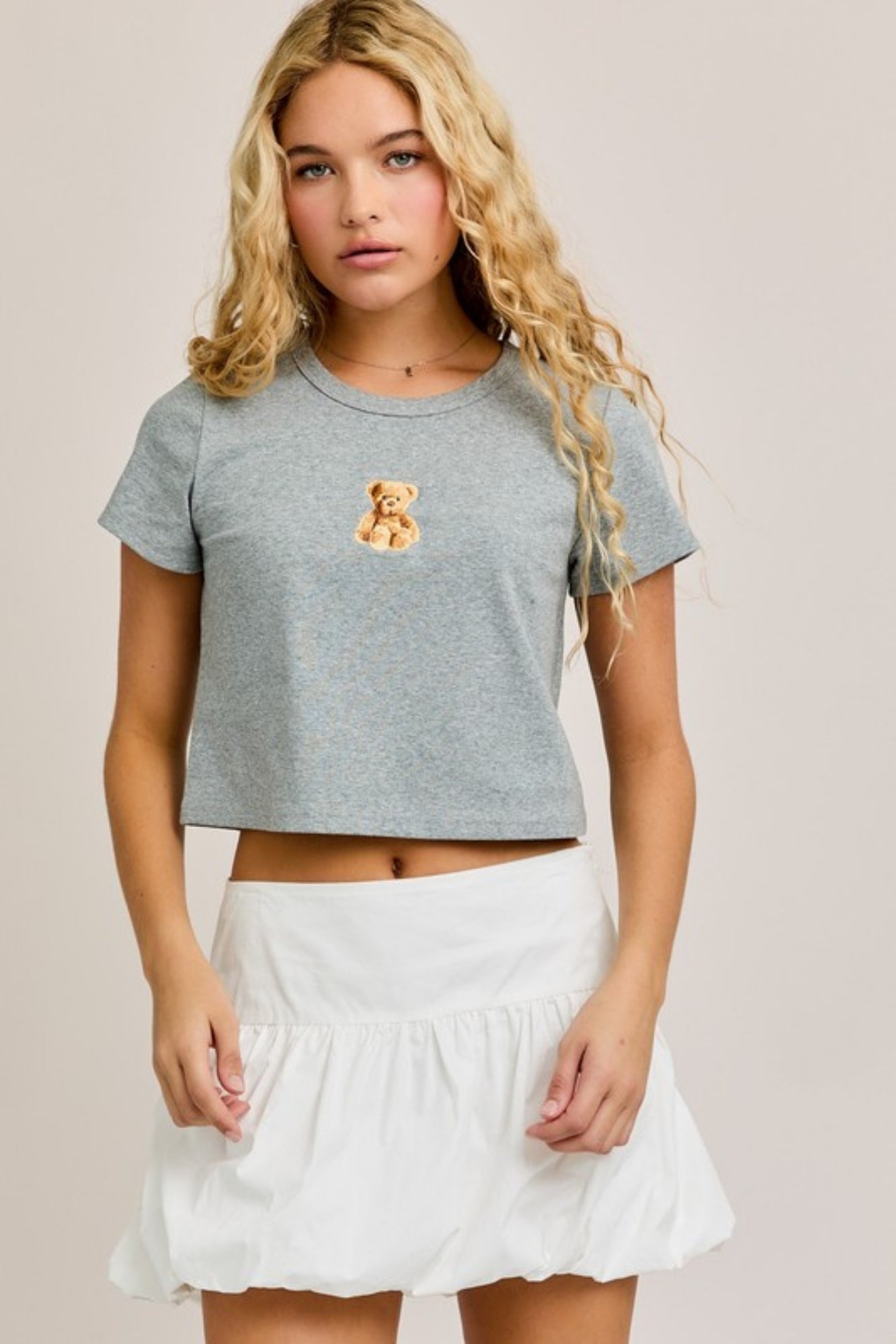 BEAR EMBO SHORT SLEEVE ROUND NECK BABY TEE