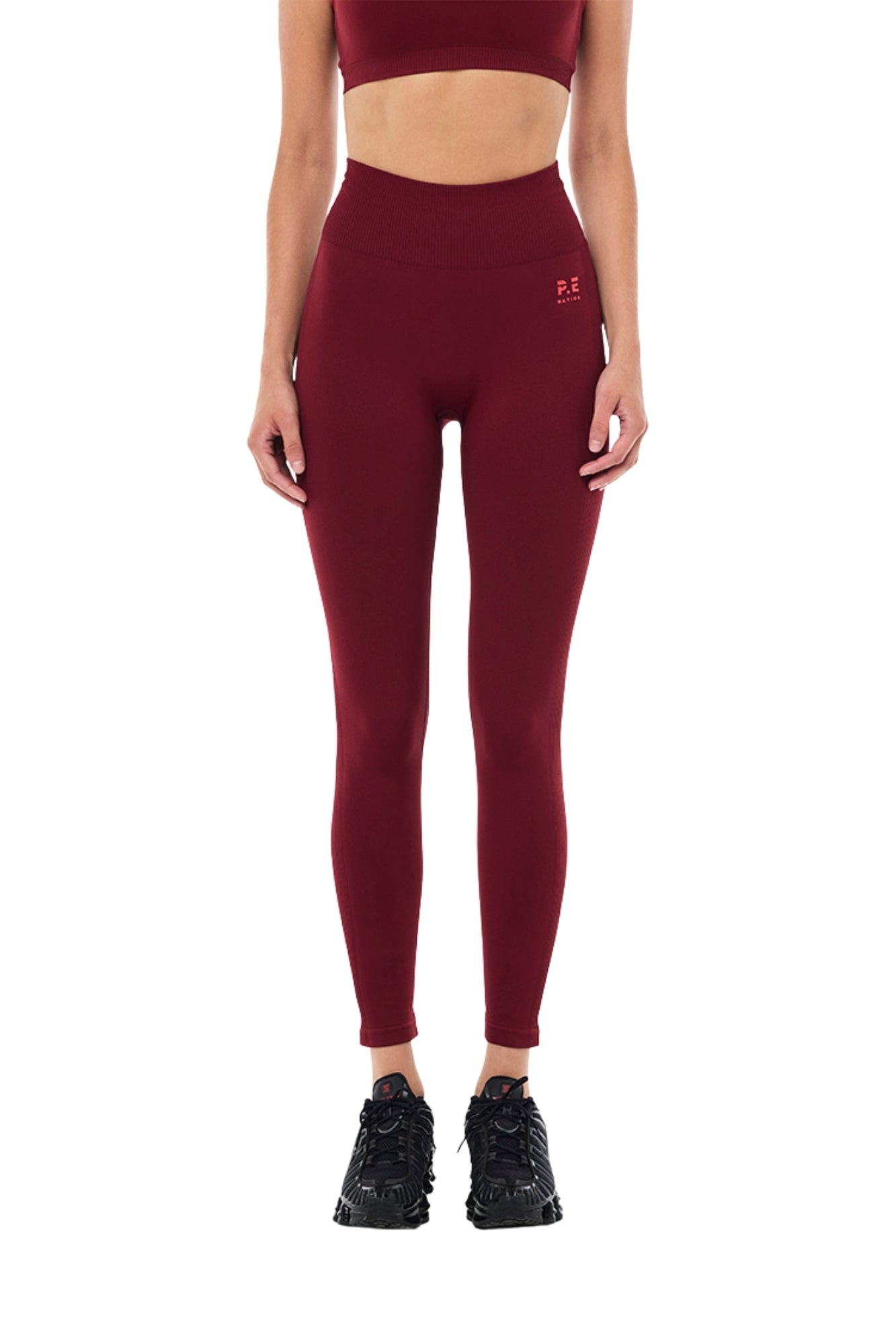 RESTORE SEAMLESS LEGGING IN CABERNET AND STRAWBERRY