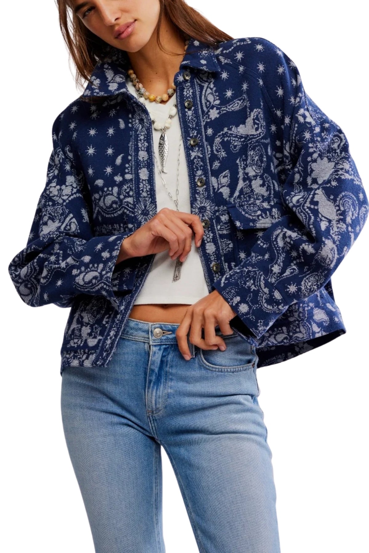 BANDANA JACQUARD INDIGO SHIRT