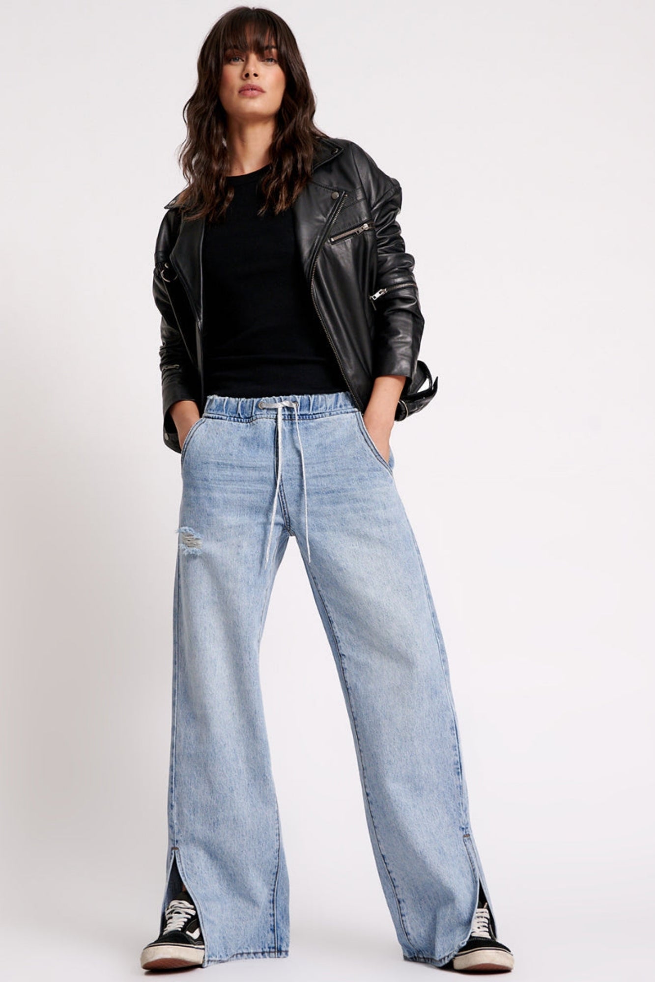 SALTY DOG ROADHOUSE WIDE LEG DRAWSTRING EANS