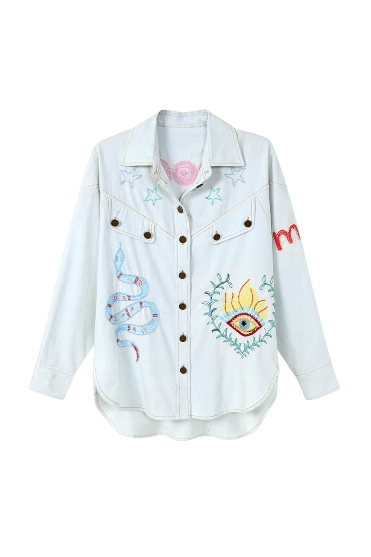 ADELYN DENIM EMB SHIRT