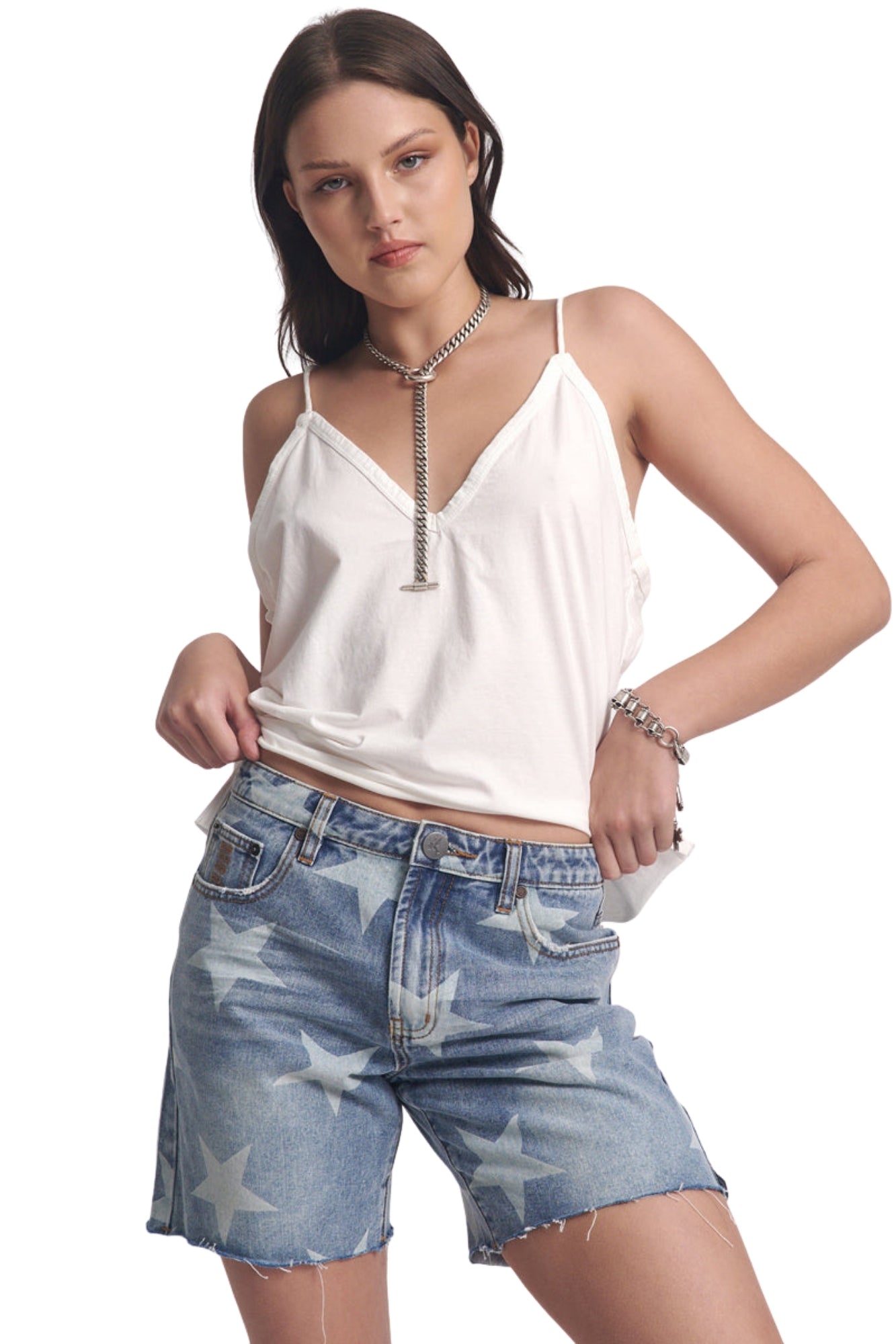 STARWASH JACKSON MID WAIST WIDE LEG SHORTS