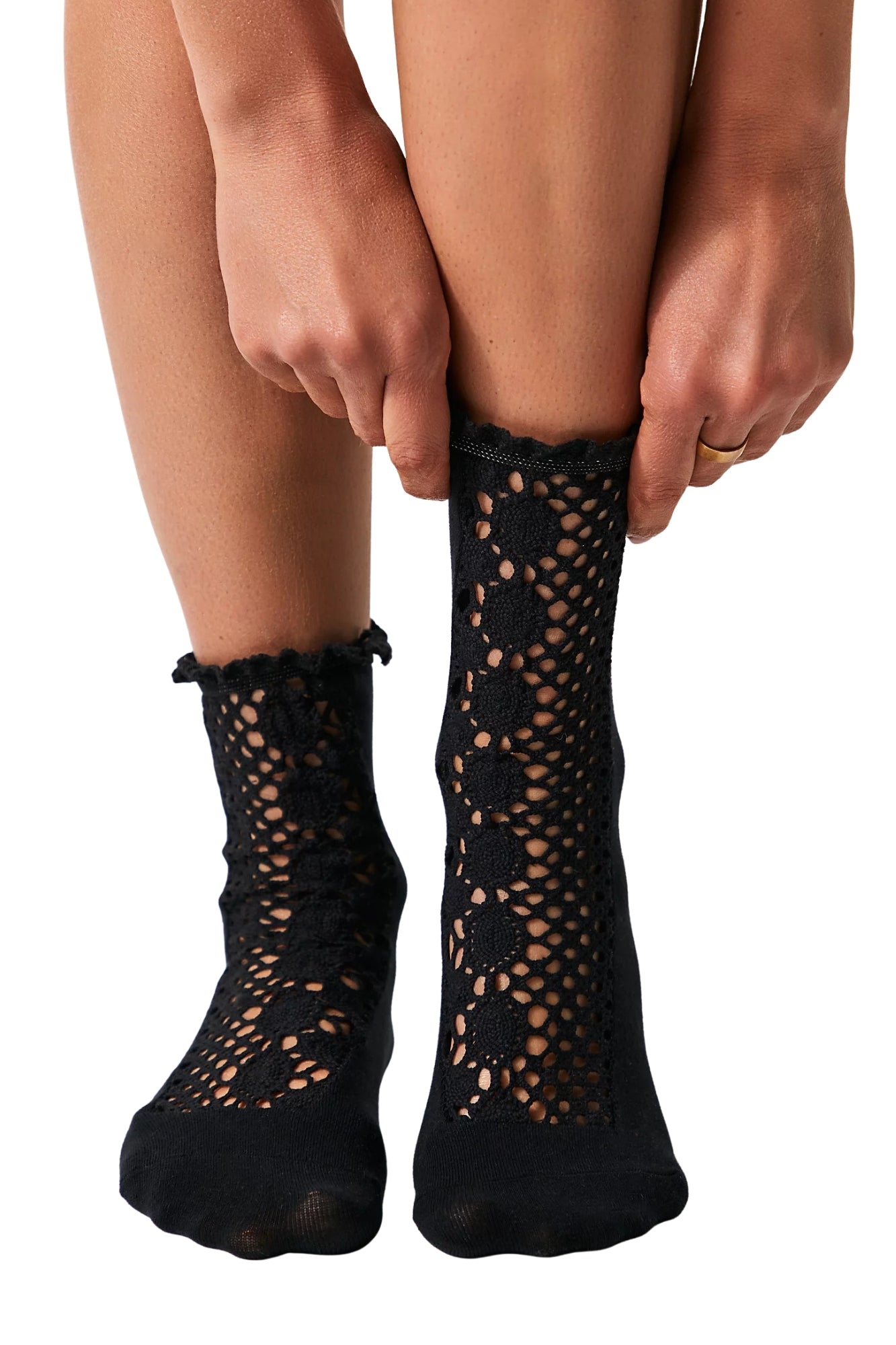 RUBIES BLACK CROCHET SOCKS