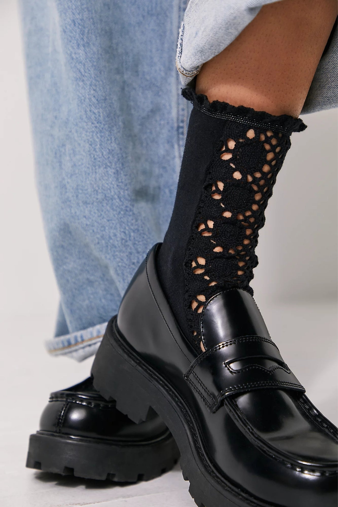 RUBIES BLACK CROCHET SOCKS
