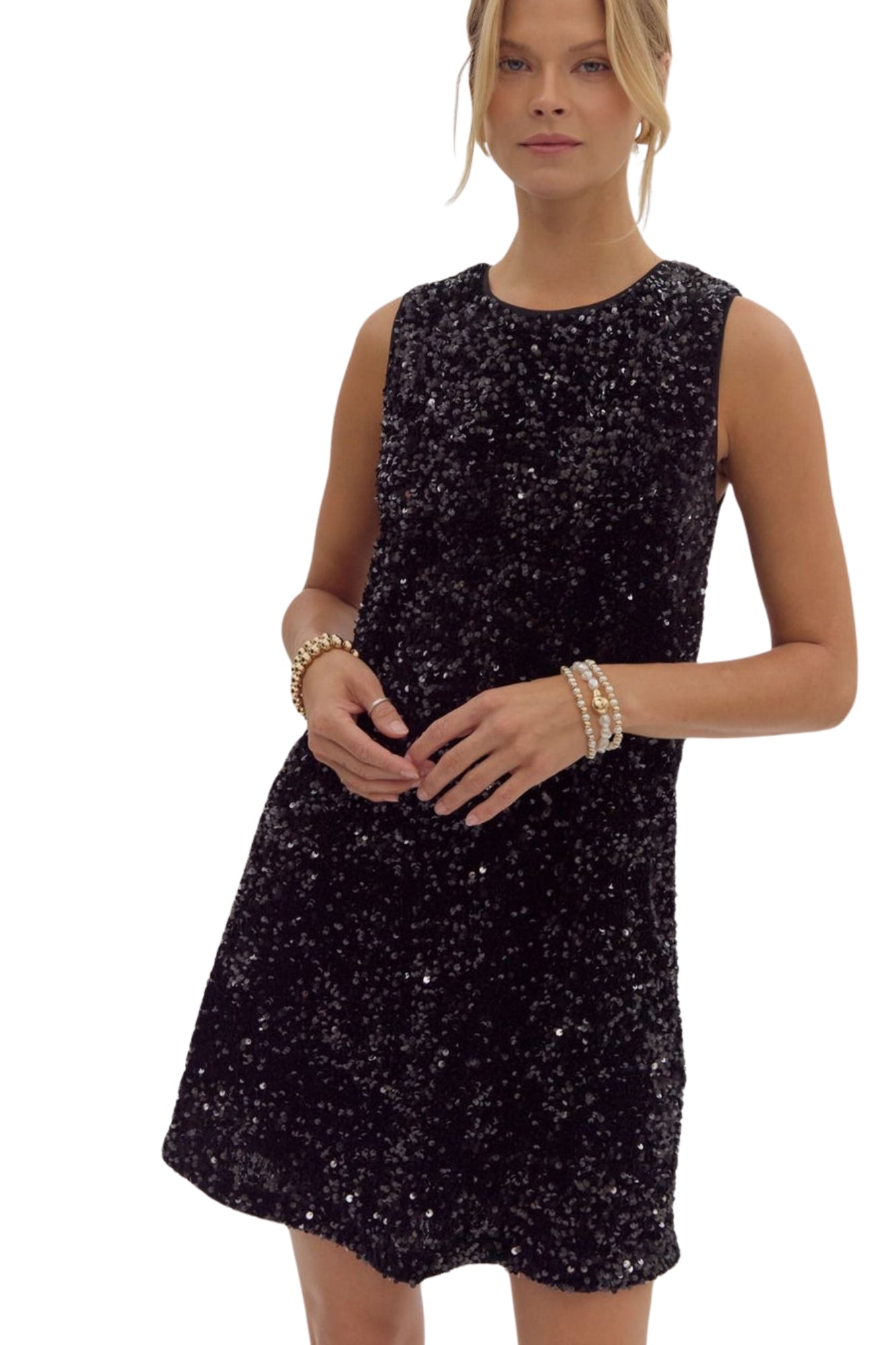 SEQUIN VELVET BLACK RIBON TIE MINI DRESS