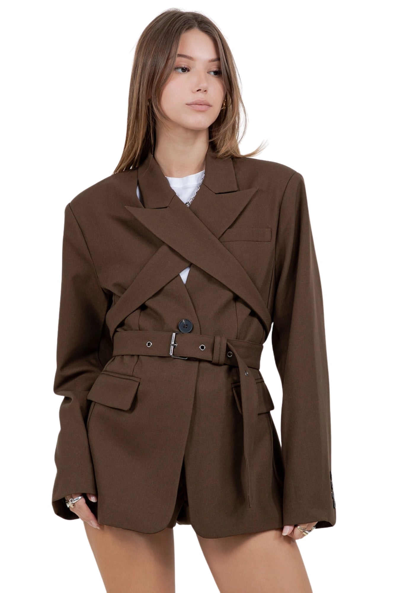 STRUCTURED BROWN SET WITH STYLE