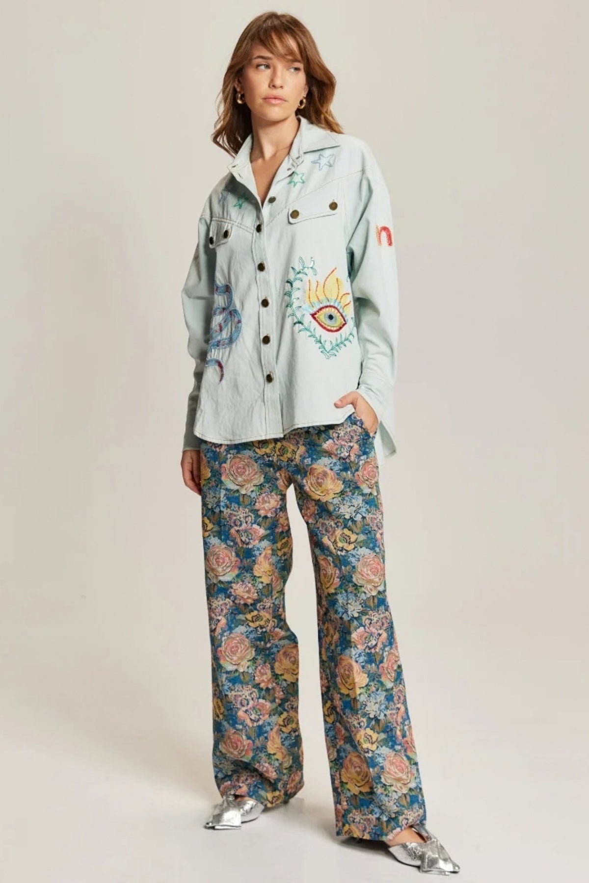 ADELYN DENIM EMB SHIRT