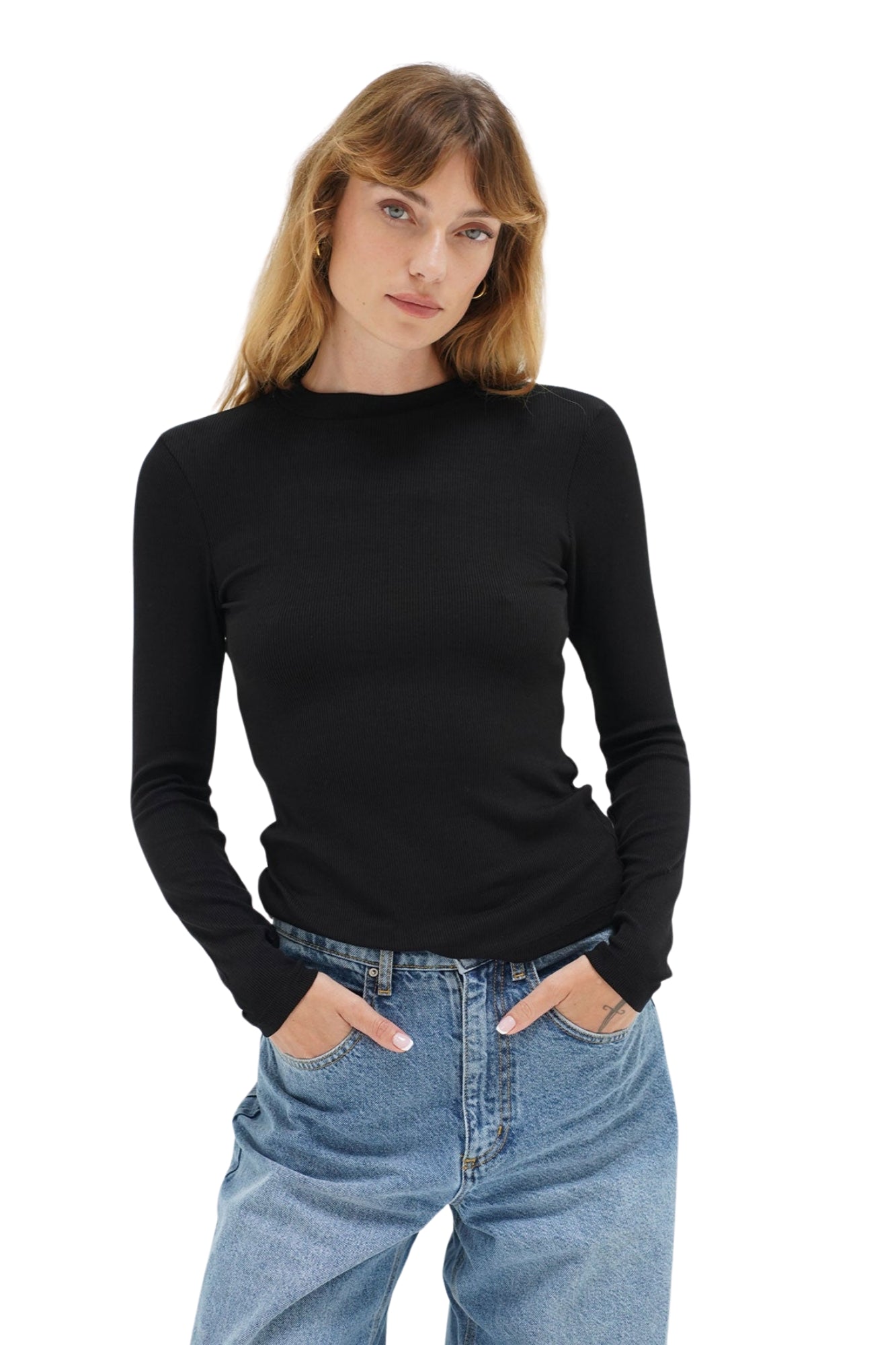 DALSTON RIBBED LONG SLEEVE BLACK 2X1 RIB
