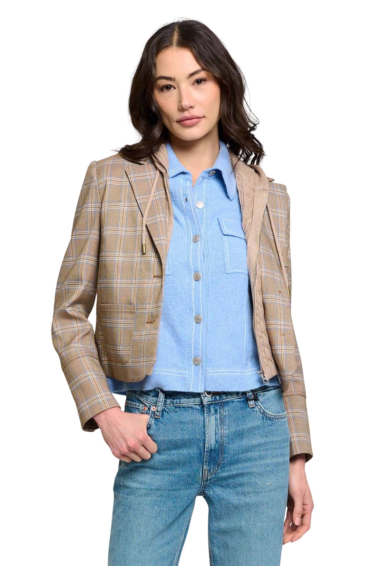 SIENNA PLAID DICKEY BLAZER IN BROWN