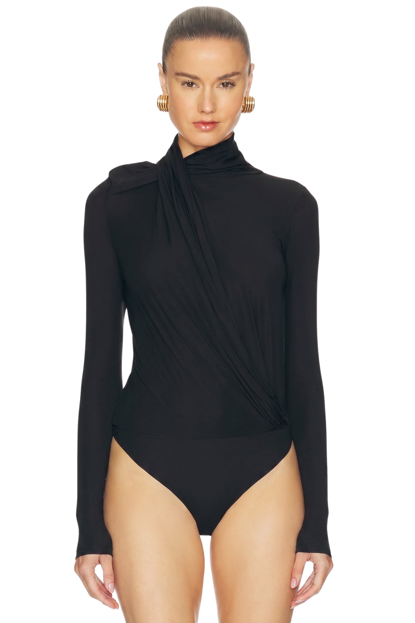 SCULPTURAL BODYSUIT IN BLACK