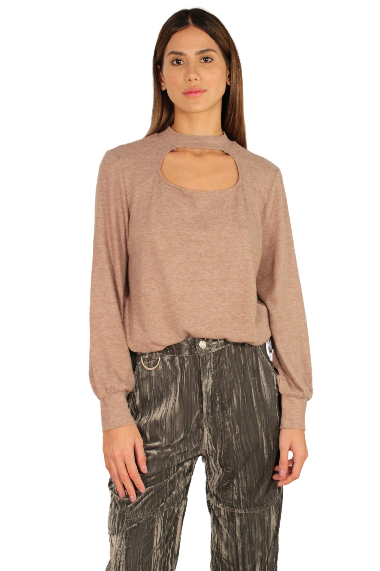 ROXY BRUSHED HEATHER COCOA TOP