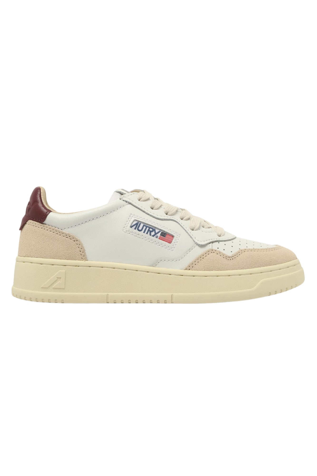 MEDALIST LOW SNEAKERS IN WHITE AND BURGUNDY SUEDE AND LEATHER