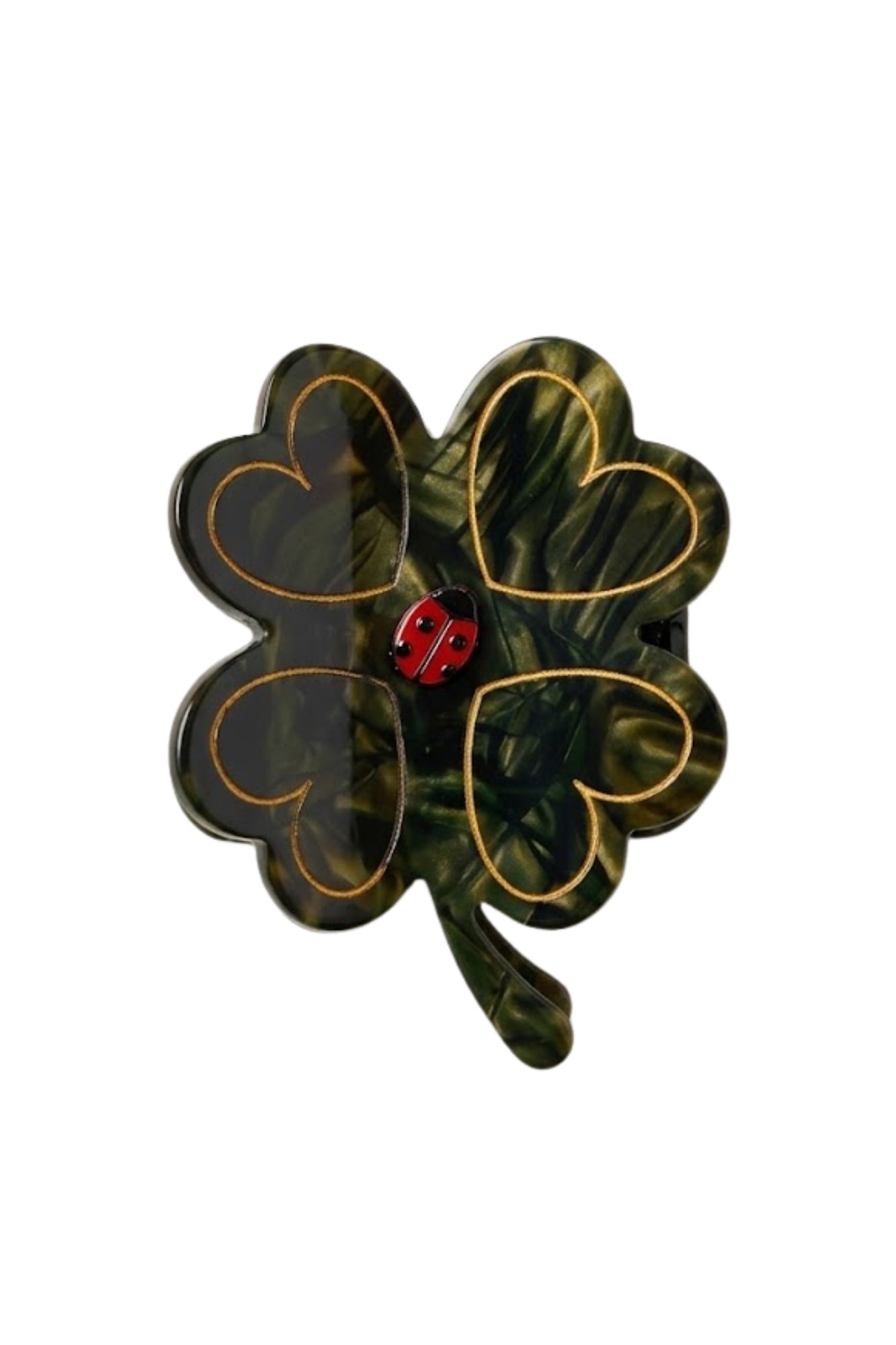 HAND PAINTED CLOVER CLAW HAIR CLIP