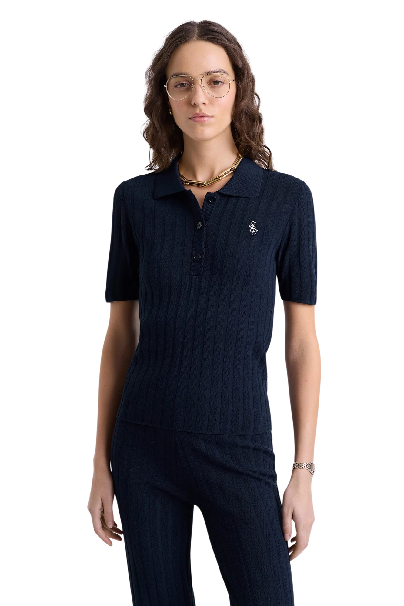 SRC RIBBED DARK NAVY POLO