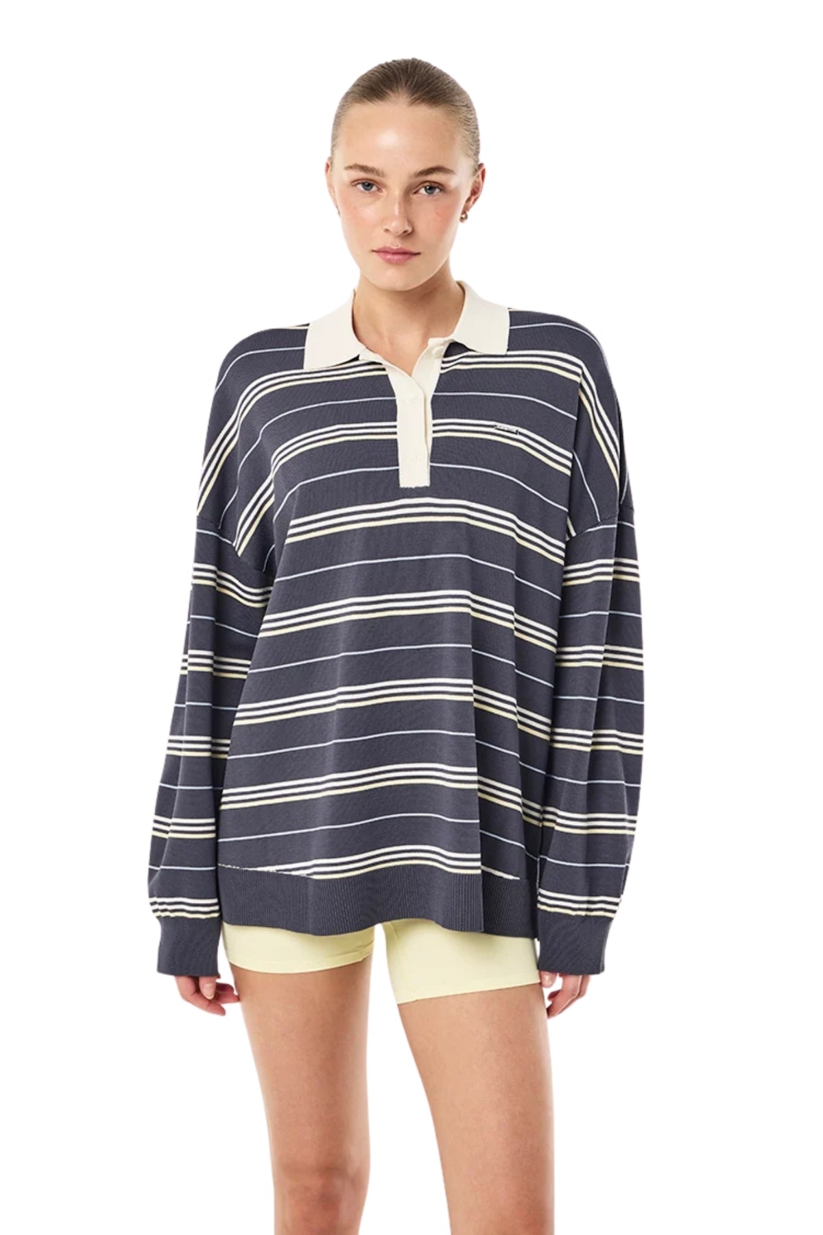 STRATA RUGBY KNIT IN MARINE BLUE STRIPE