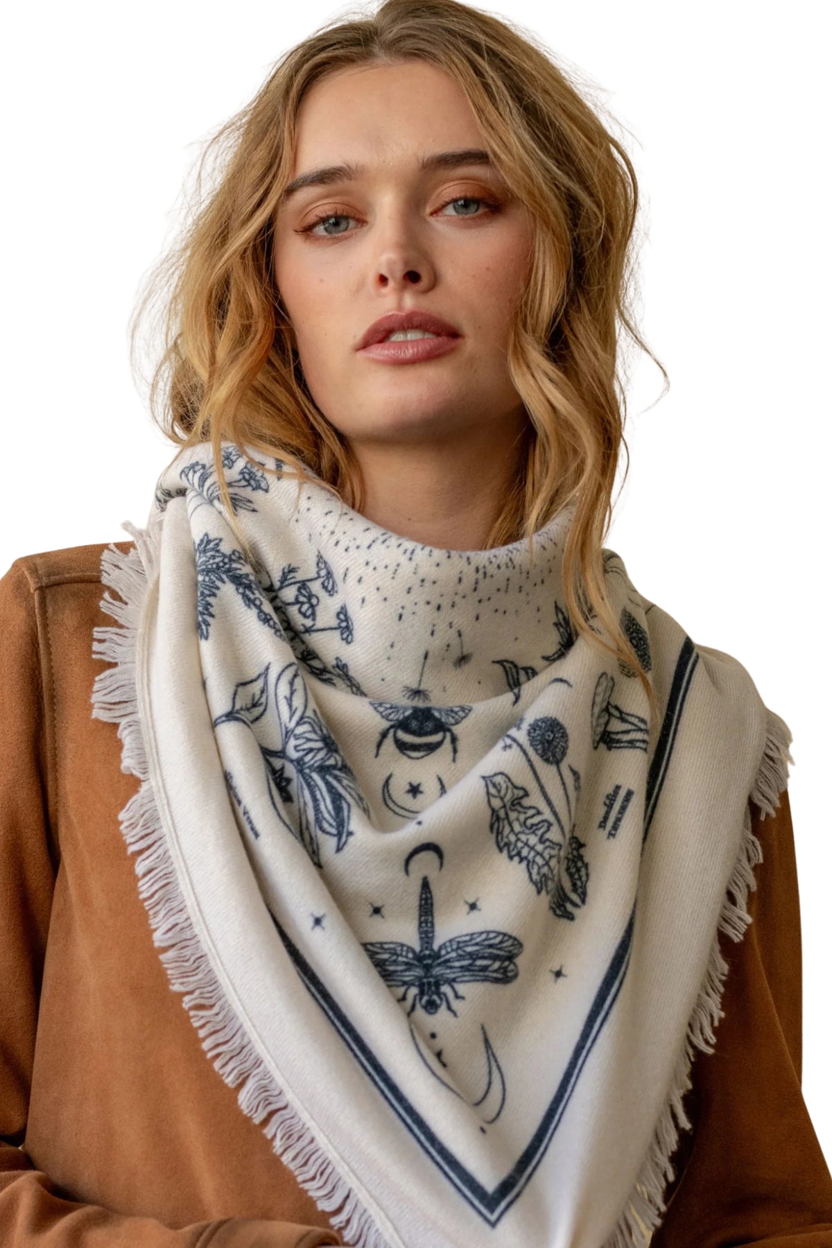 GAIA CASHMERE BANDANA IN MIDNIGHT IVORY