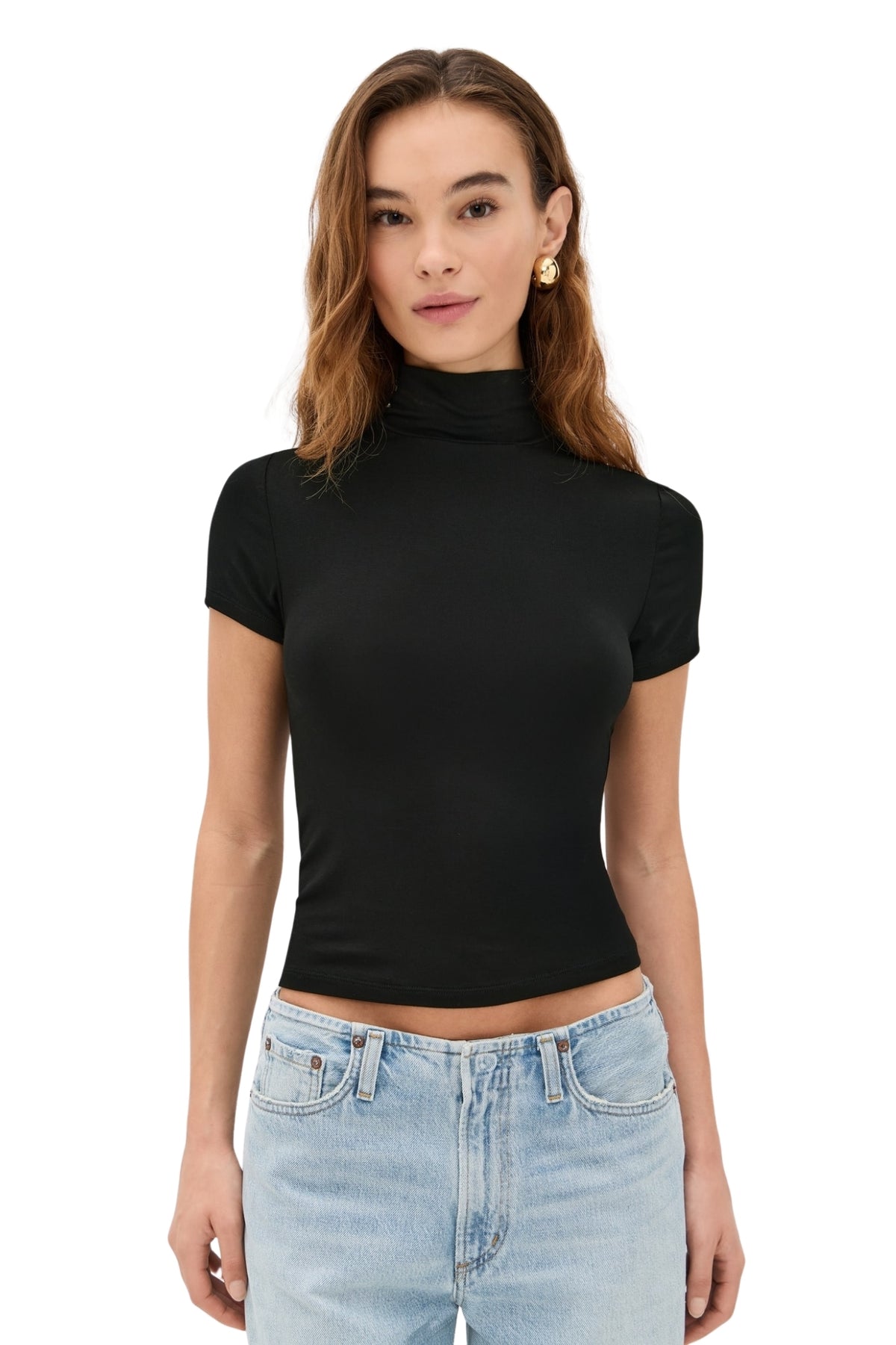 DEMI FITTED MOCK NECK BLACK