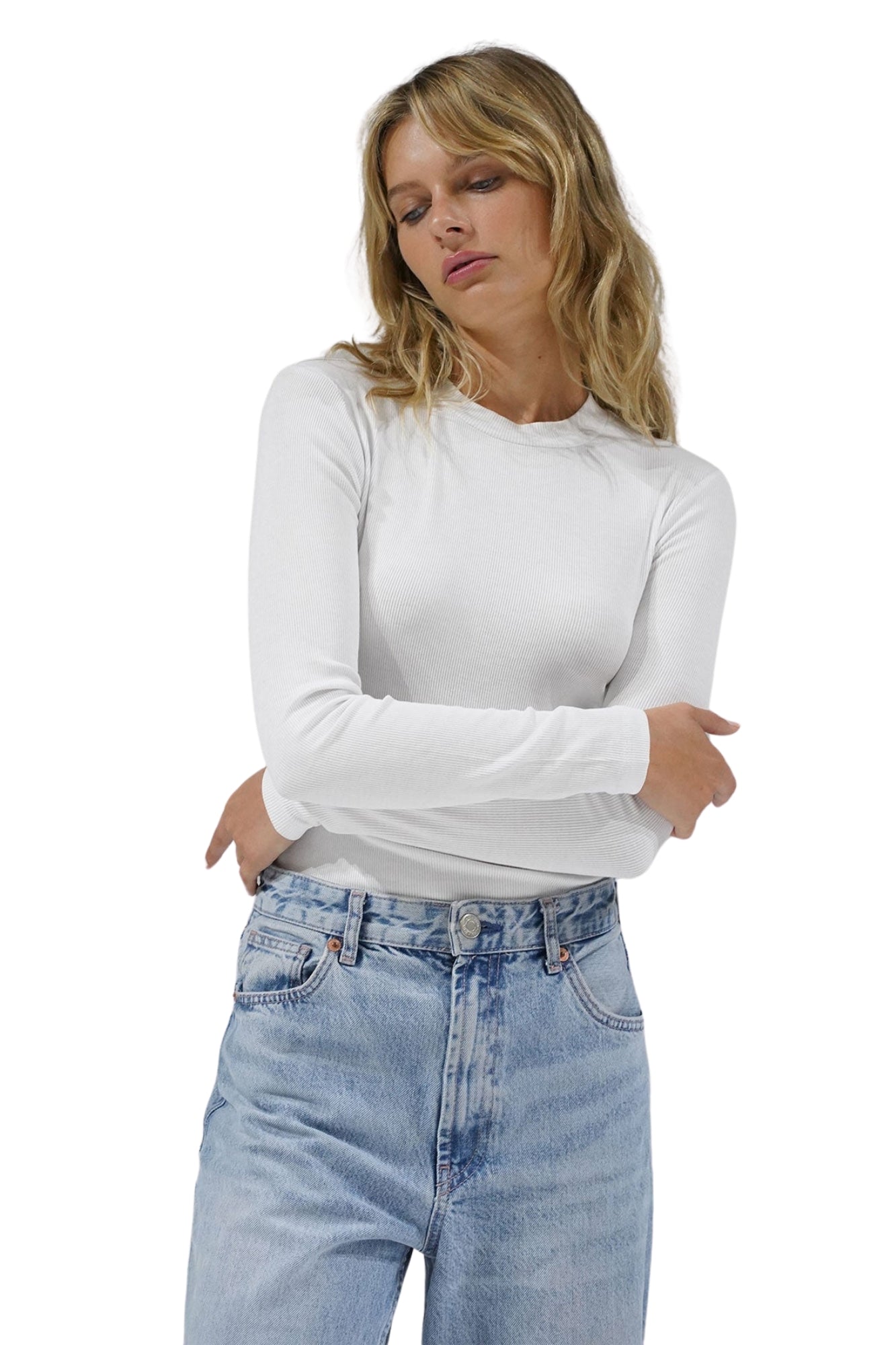 DALSTON RIBBED LONG SLEEVE WHITE 2X1 RIB