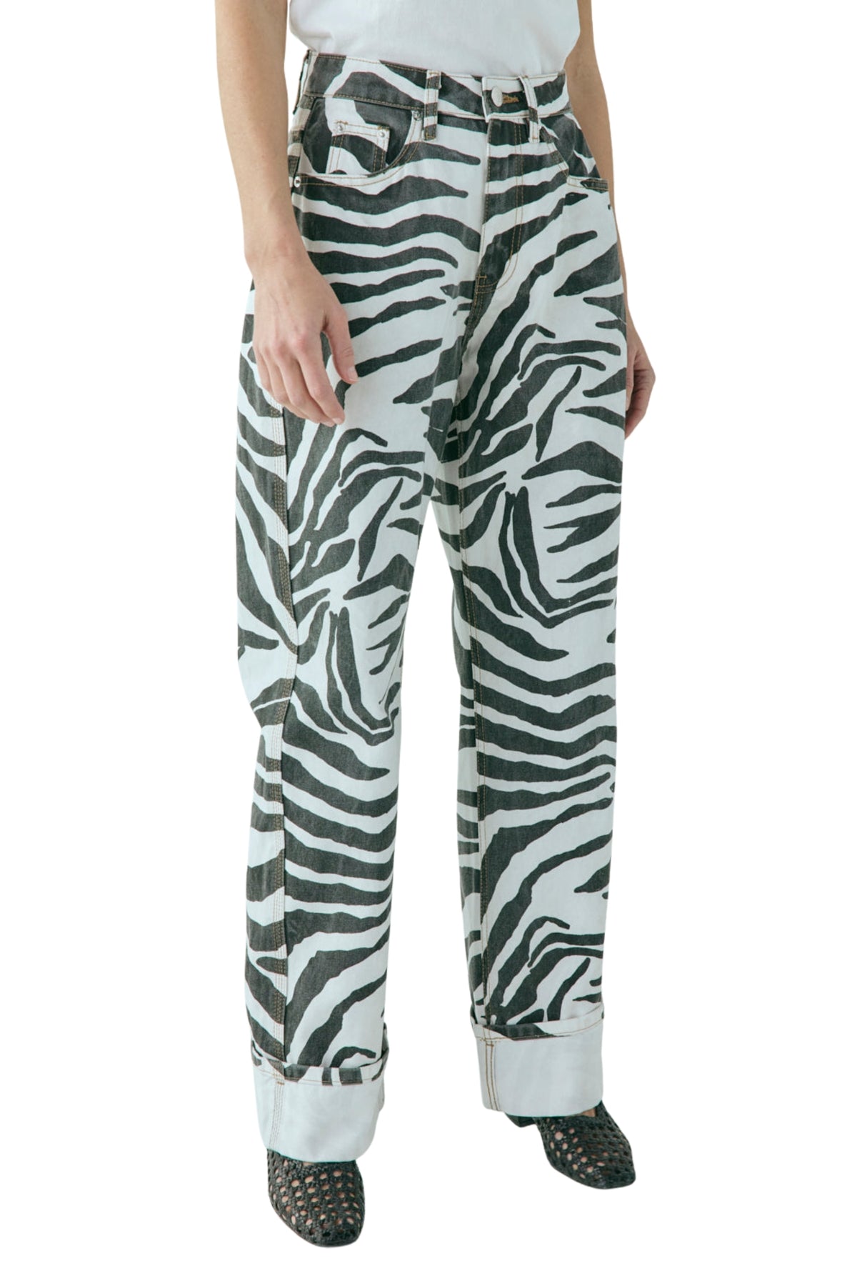 MANON MID RISE DENIM ZEBRA