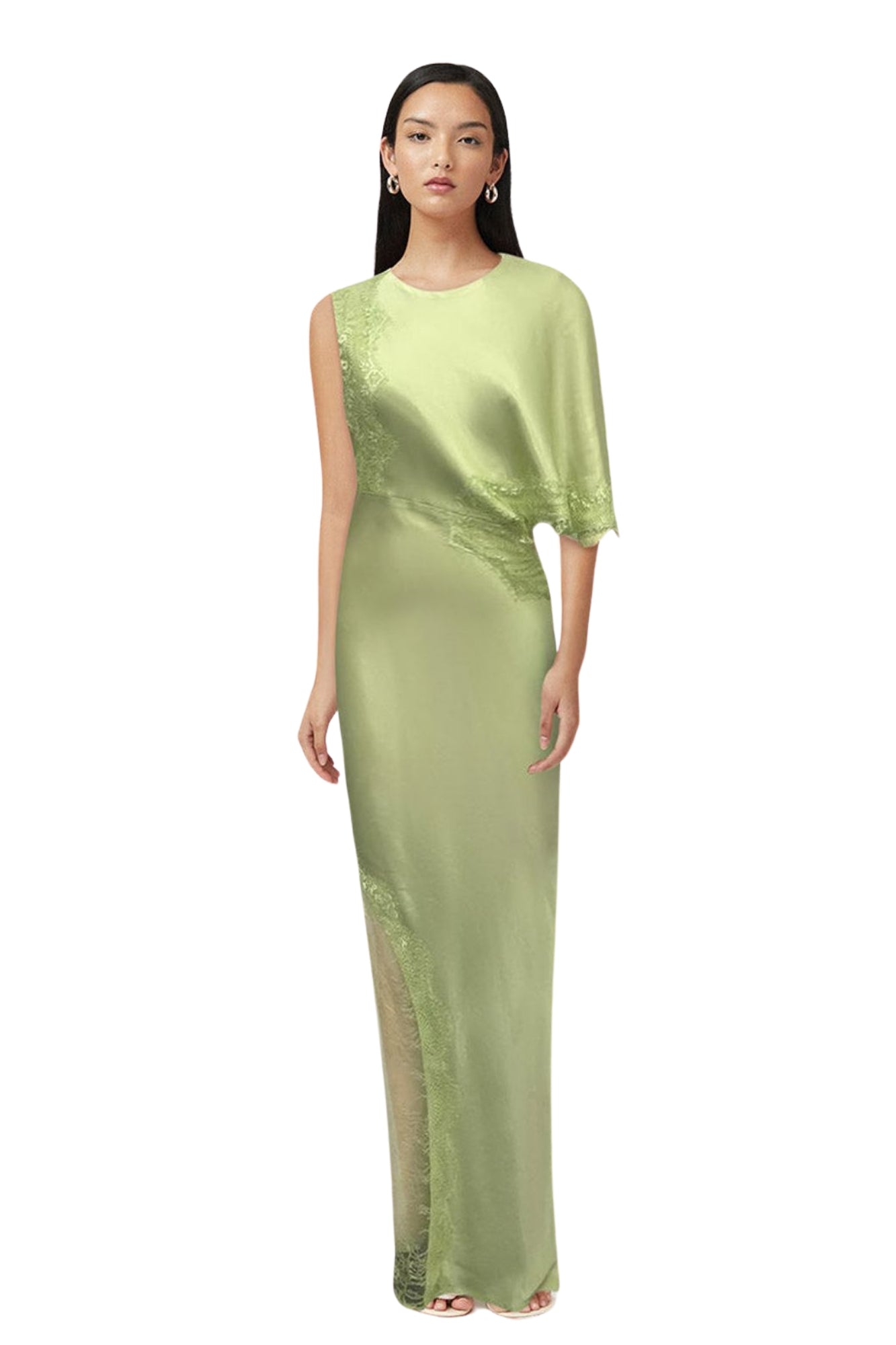 NICKY ASYMMETRIC SLEEVE MAXI CELERY GREEN DRESS MissD Concept Store NICKY ASYMMETRIC SLEEVE MAXI CELERY GREEN DRESS MissD Concept Store