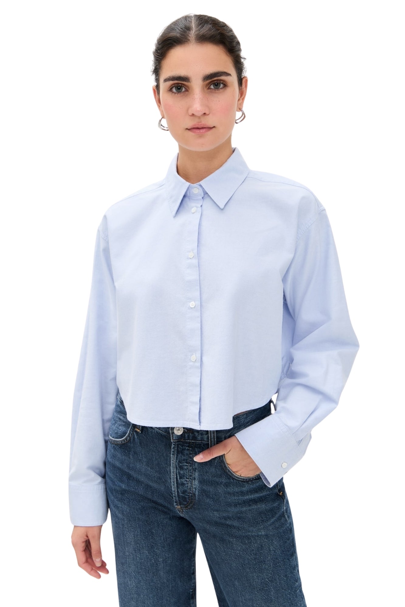 ANA CROPPED SHIRT IN BLUE