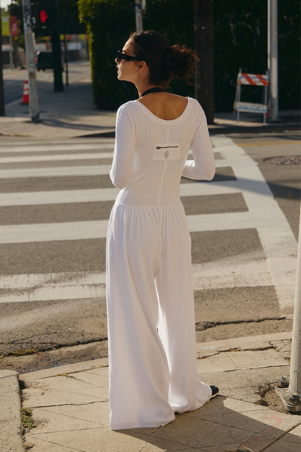 HOT SHOT WIDE LEG ONESIE IN WHITE