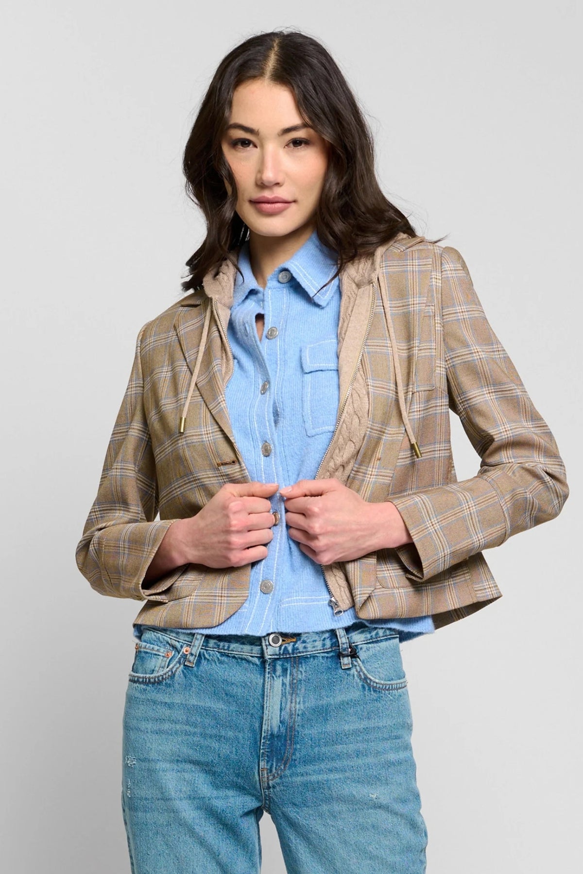 SIENNA PLAID DICKEY BLAZER IN BROWN