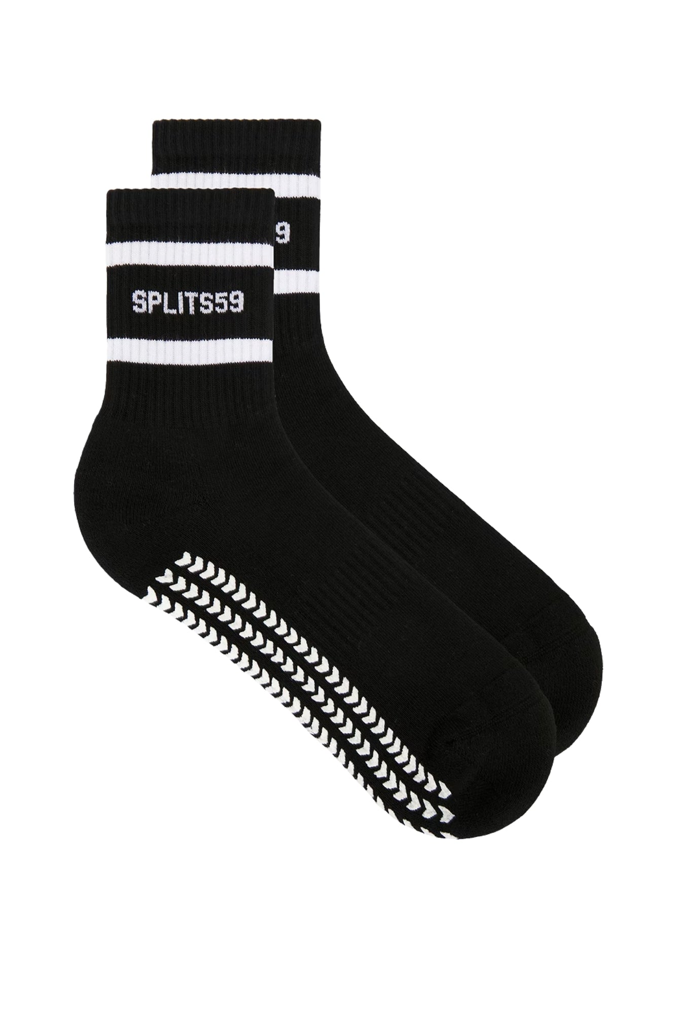 LOGO STRIPE ANKLE SOCK WITH GRIP BLACK AND WHITE