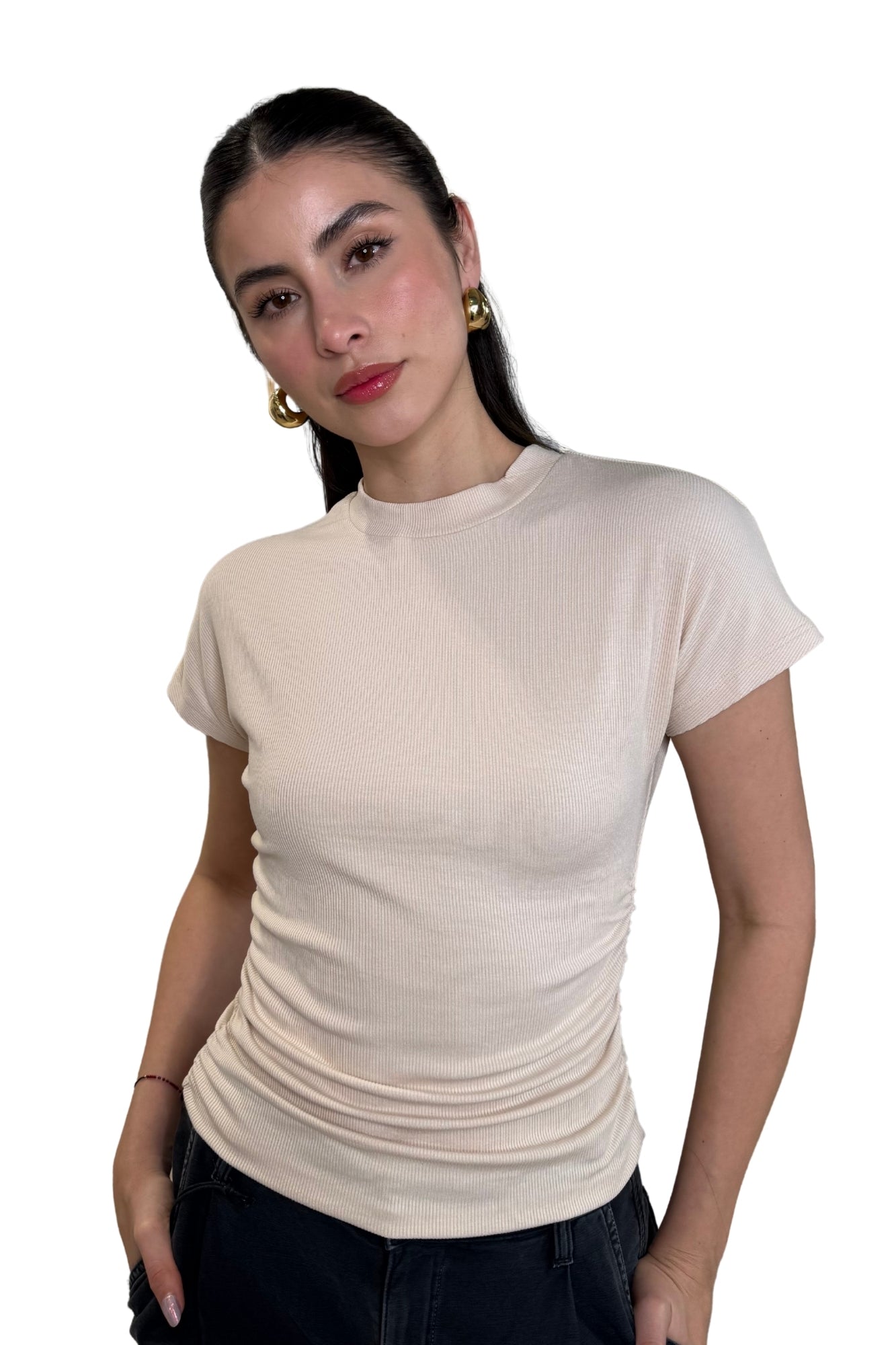 DANI SHORT SLEEVE BONE TOP