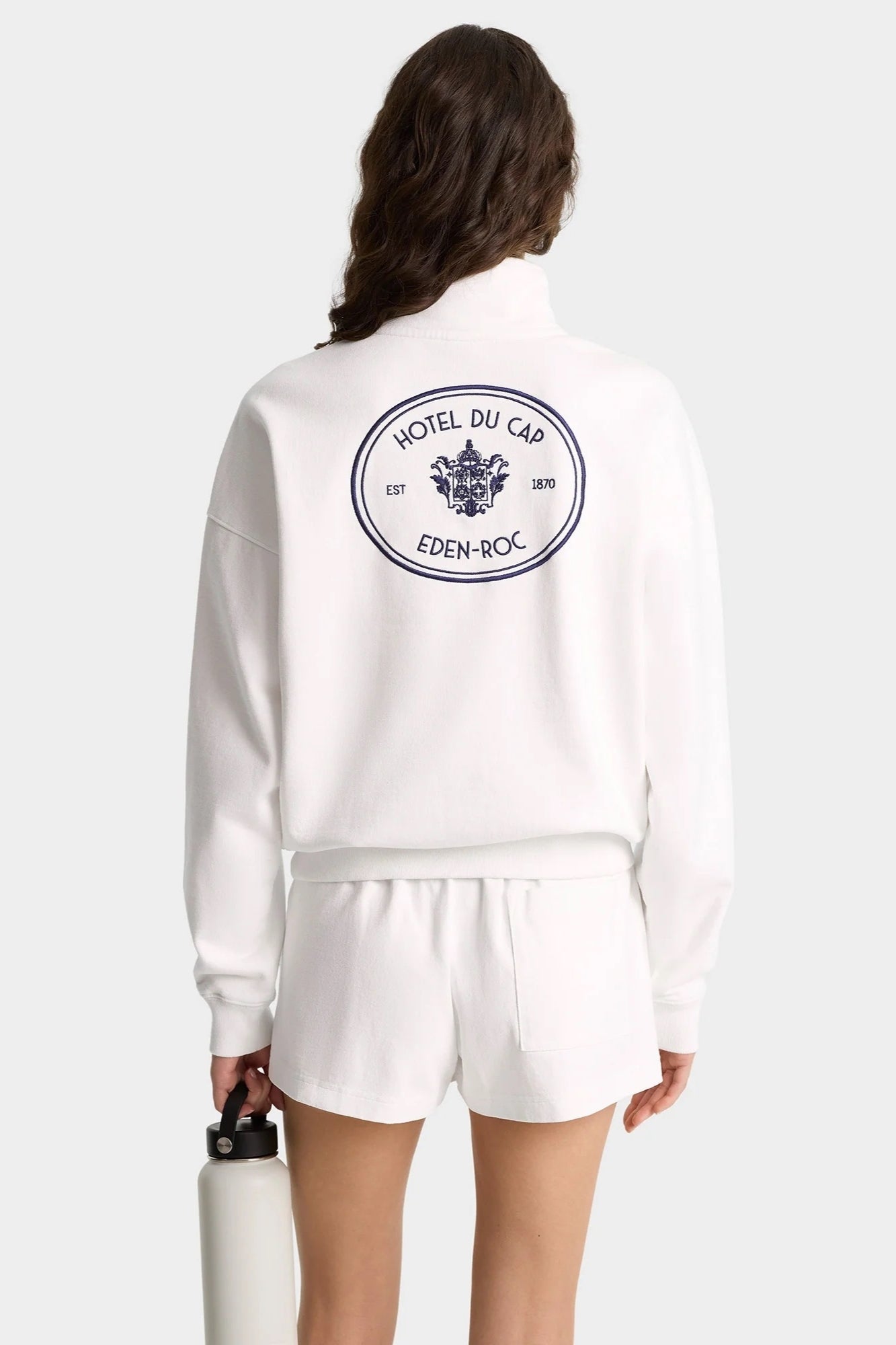 EDEN CREST WHITE AND NAVY QUARTER ZIP