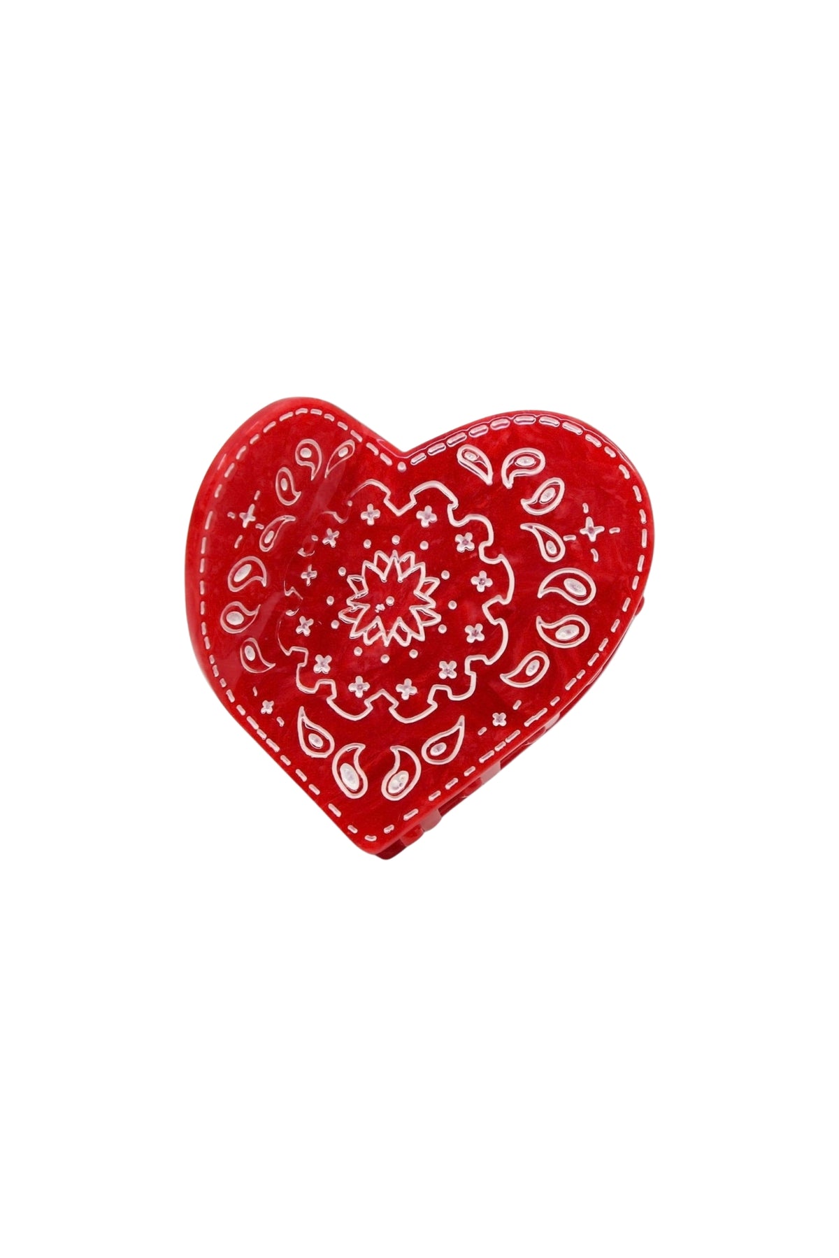 HAND PAINTED PAISLEY HEART HAIR CLAW CLIP