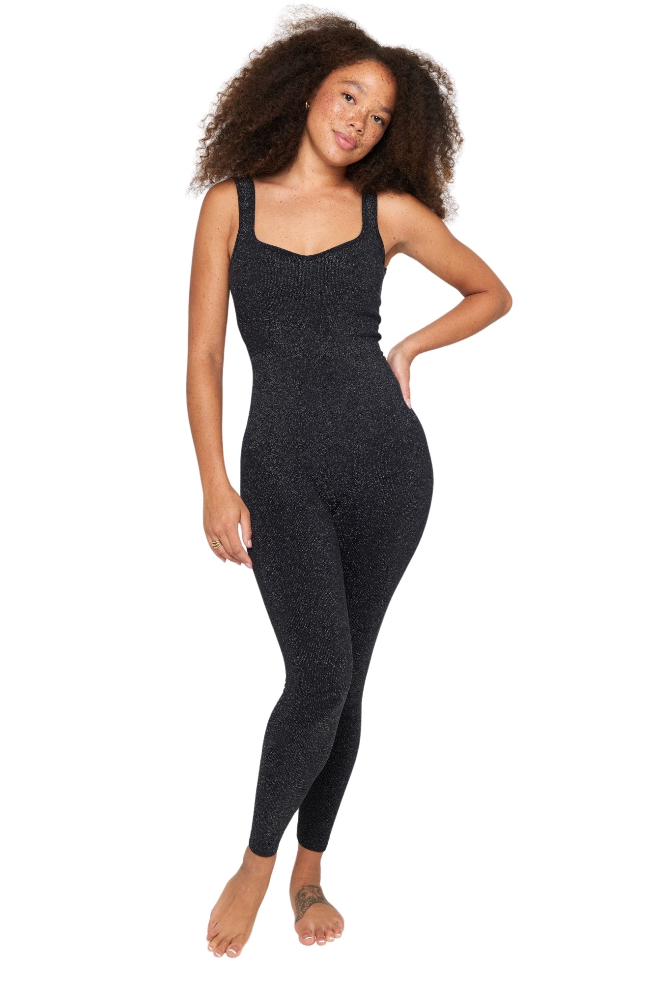 AVERIE SHIMMER BODYSUIT BLACK