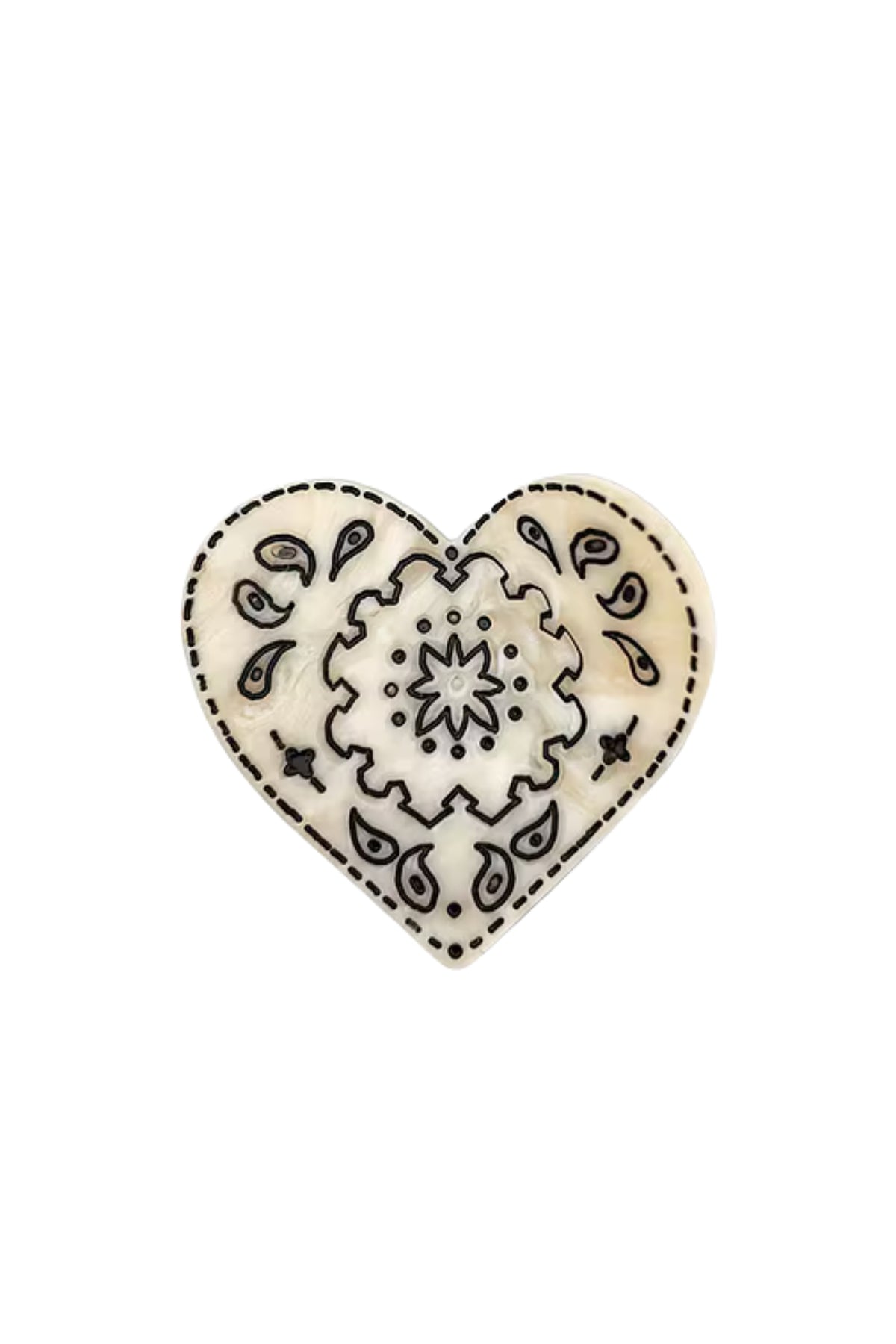 HAND PAINTED MINI PAISLEY HEART CLAW HAIR CLIP