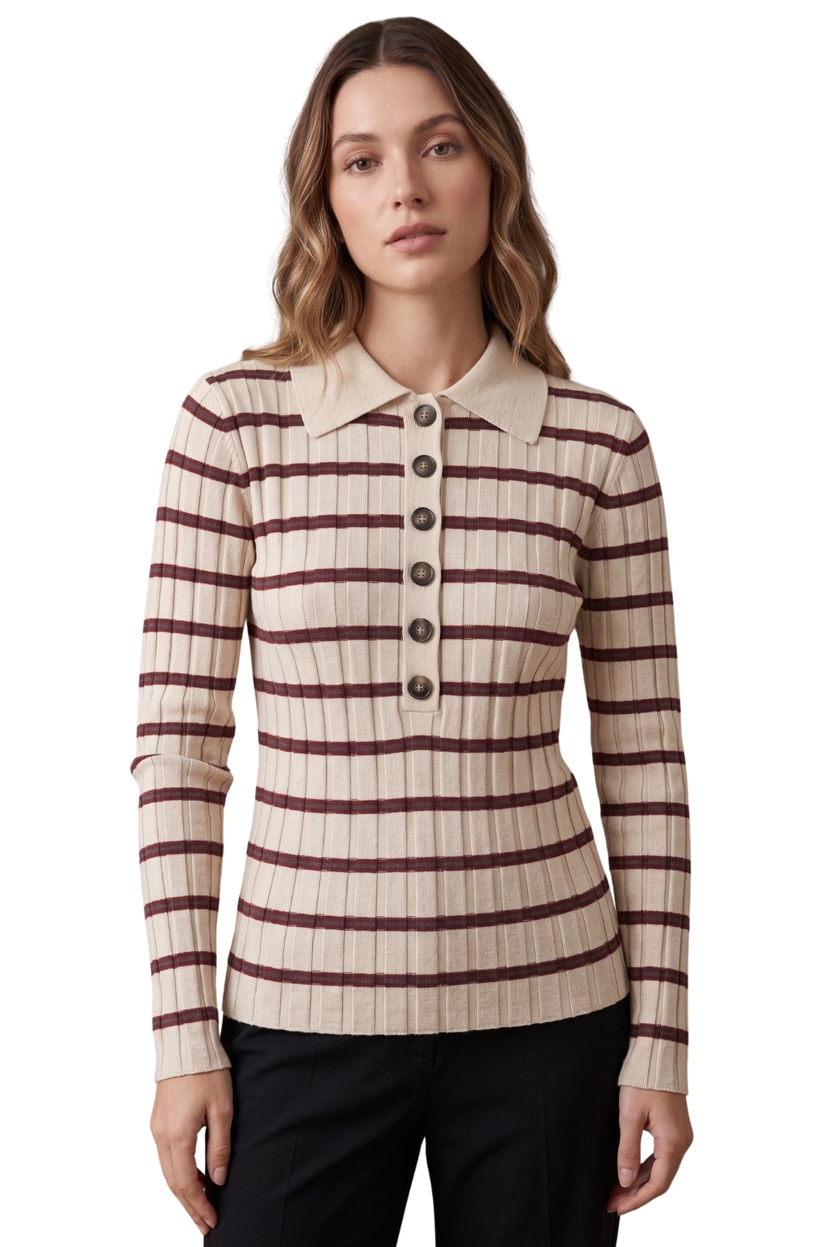 WEEKNIGHTS POLO CREAM BURGUNDY