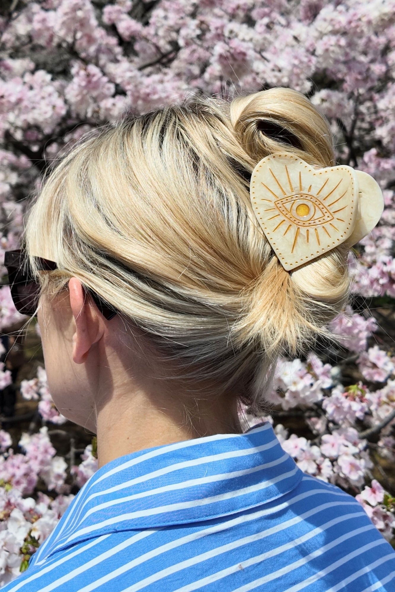 HAND PAINTED CELESTIAL HEART CLAW HAIR CLIP