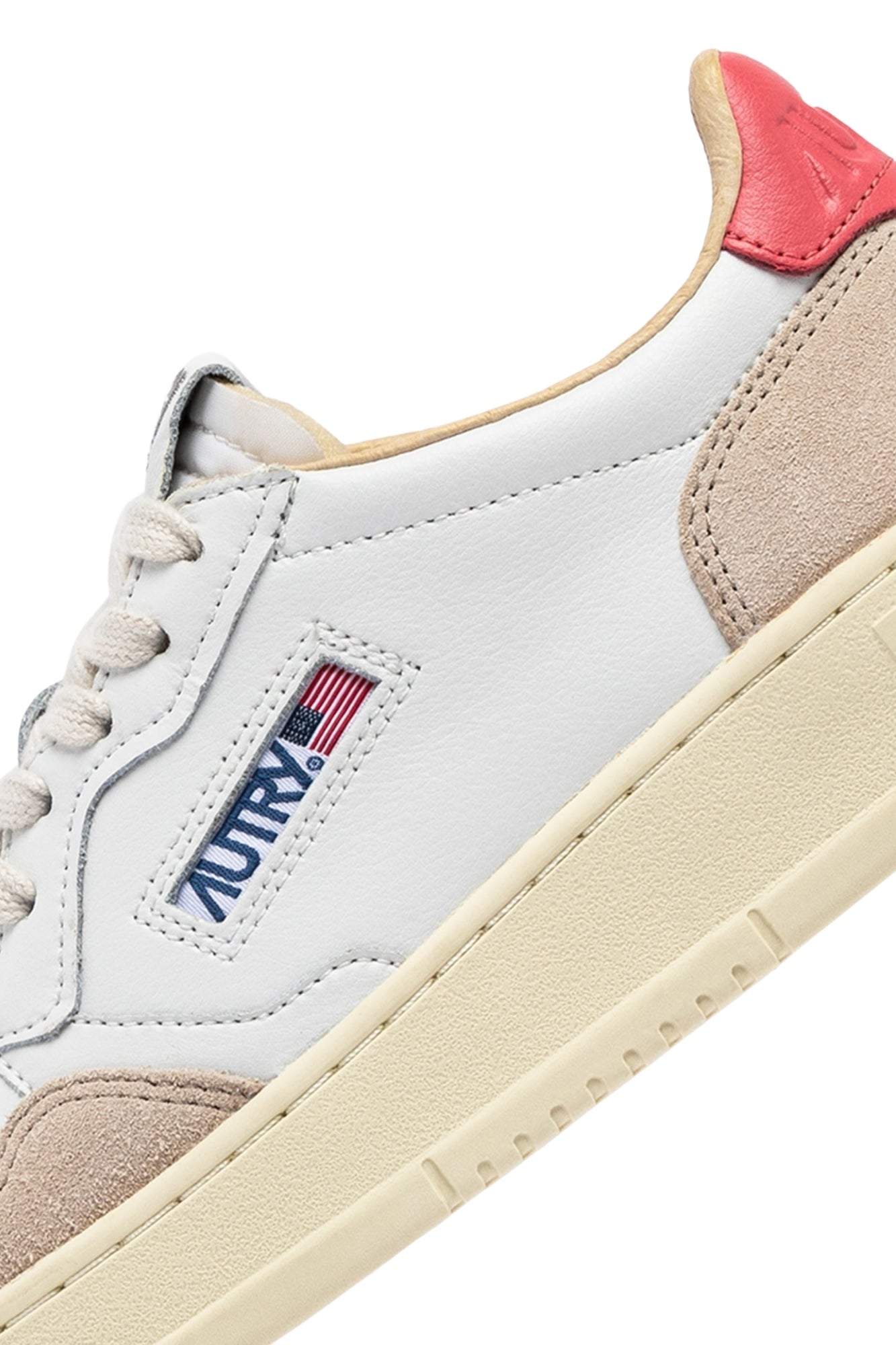 MEDALIST LOW SNEAKERS IN WHITE AND TEAROSE LEATHER SUEDE
