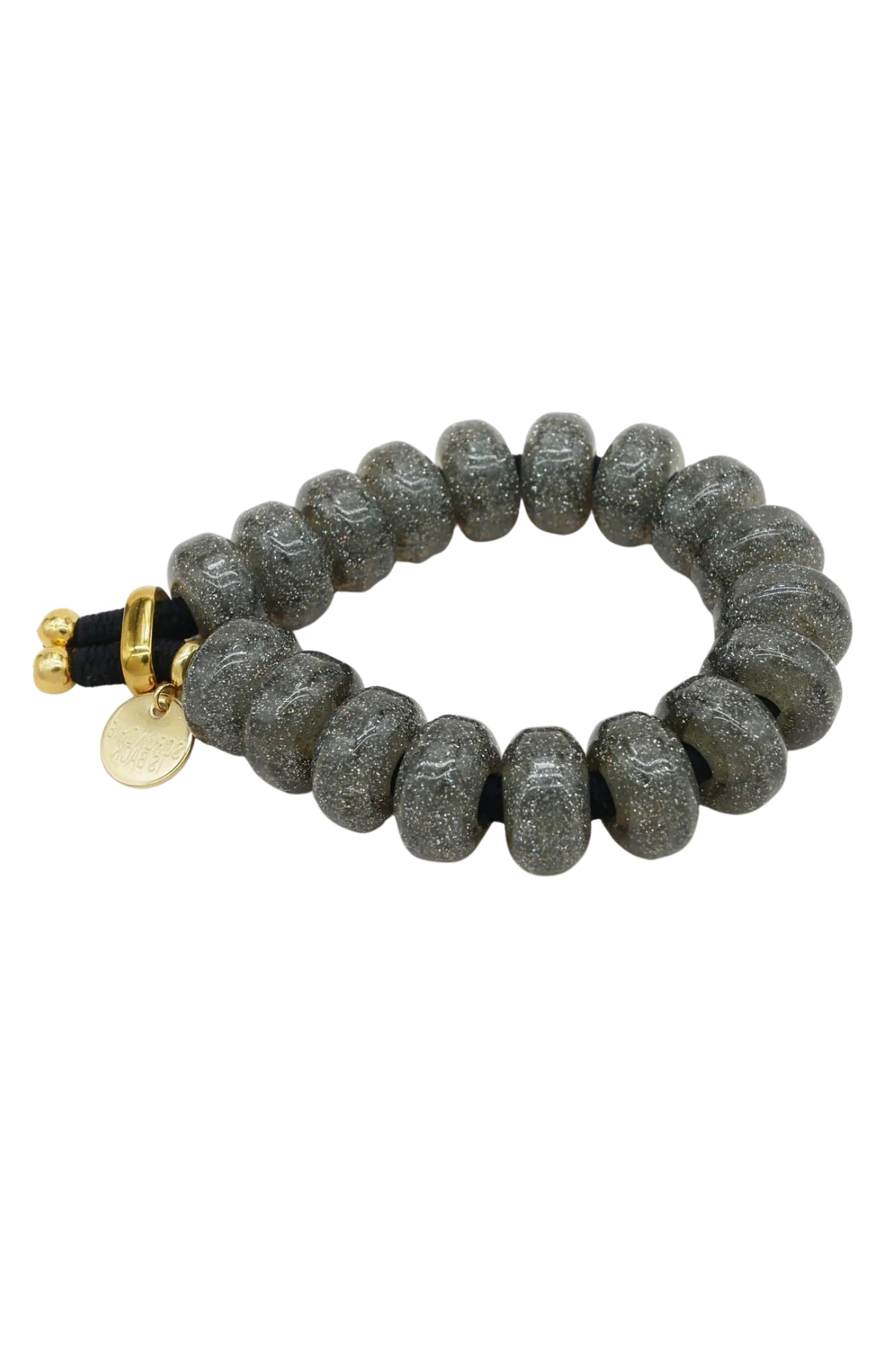 BICHOUS BLACK GLITTER DONUTS HAIR TIE