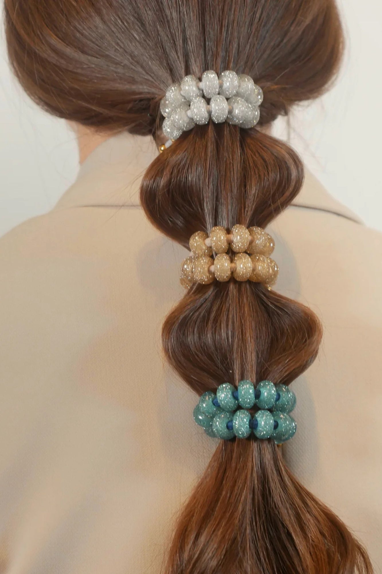 BICHOUS BLACK GLITTER DONUTS HAIR TIE