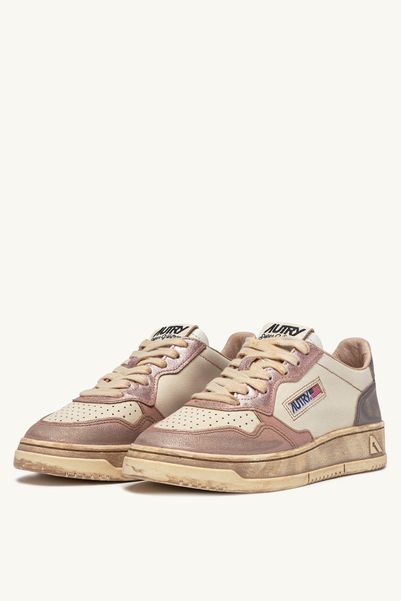 MEDALIST LOW SNEAKERS SUPER VINTAGE IN WHITE ROSE AND BLACKBOARD LEATHER