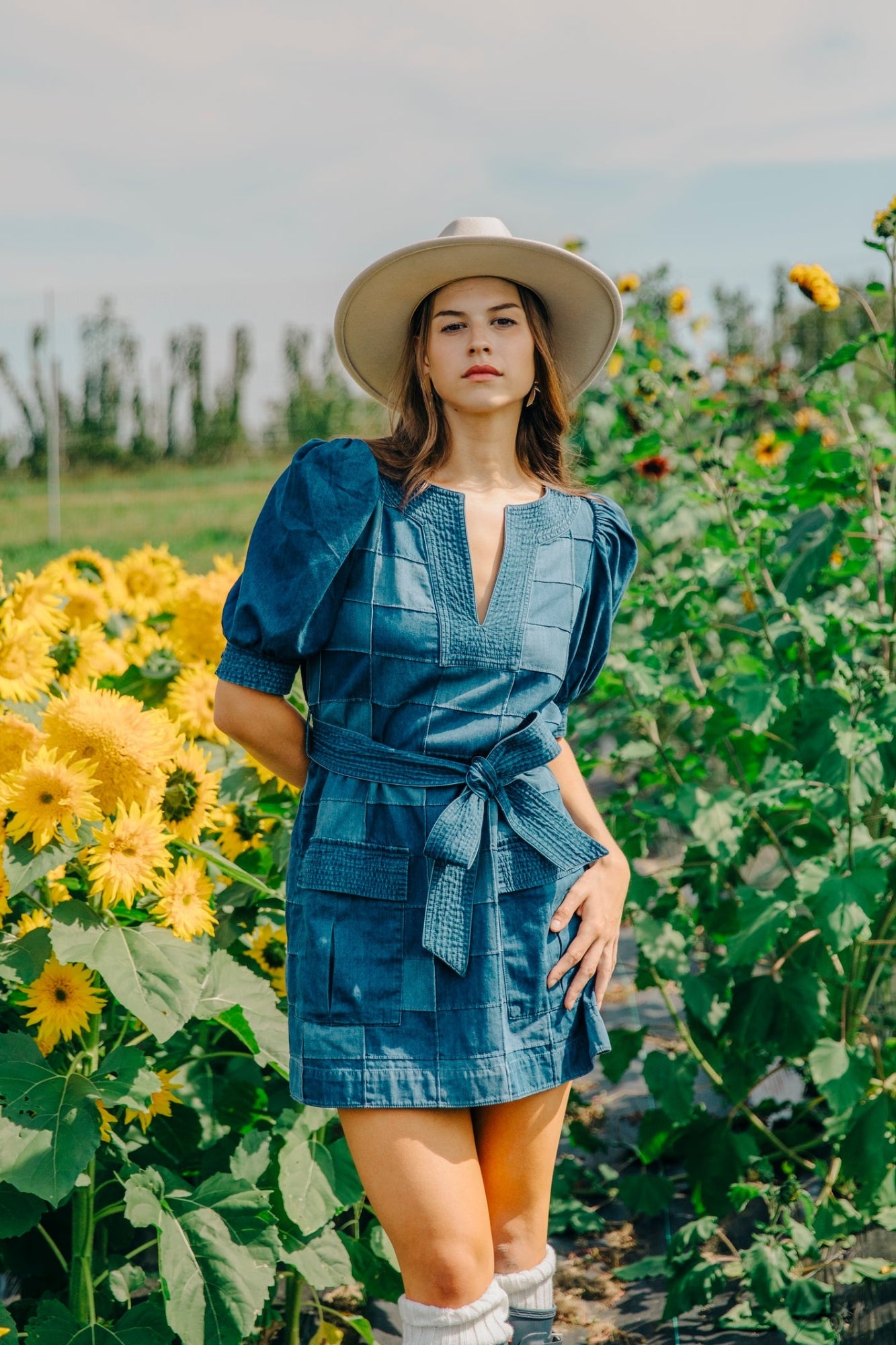 SHELBY PATCHWORK DENIM DRESS