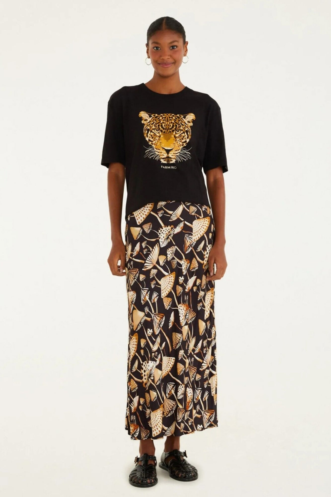 SAIA MARROM ROCHA SKIRT