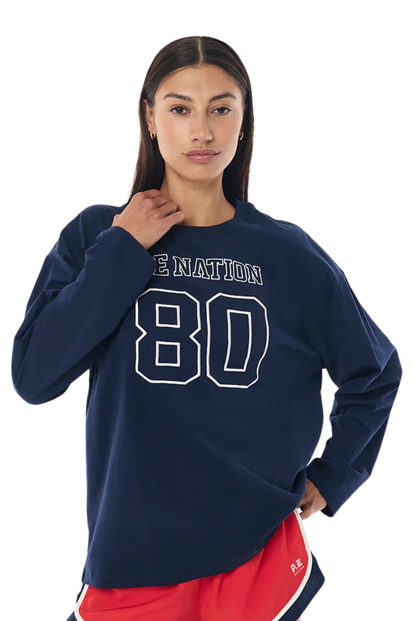OVERSIZED LONG SLEEVE TEE IN DARK NAVY