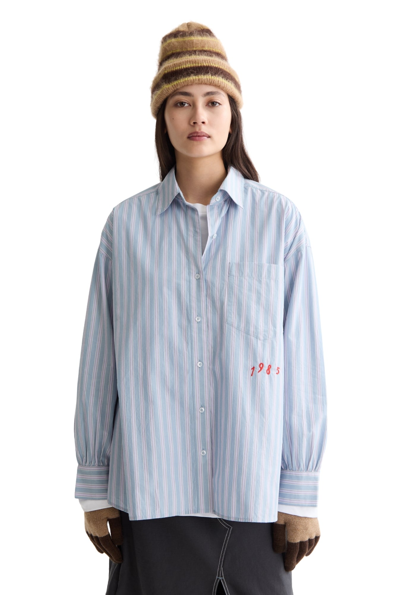 EMBROIDERED FACED DENIM LAVENDER SHIRT