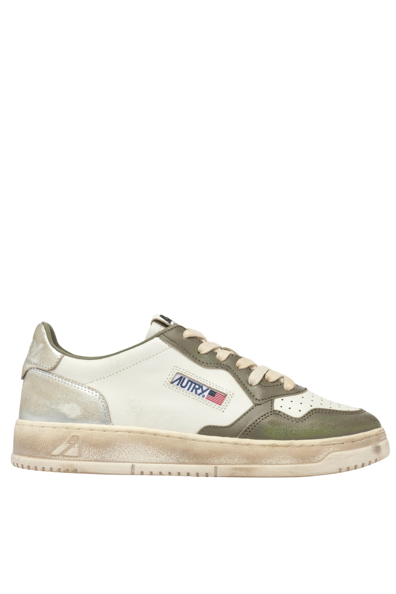 MEDALIST LOW SUPER VINTAGE SNEAKERS IN WHISPER WHITE GREEN AND SILVER