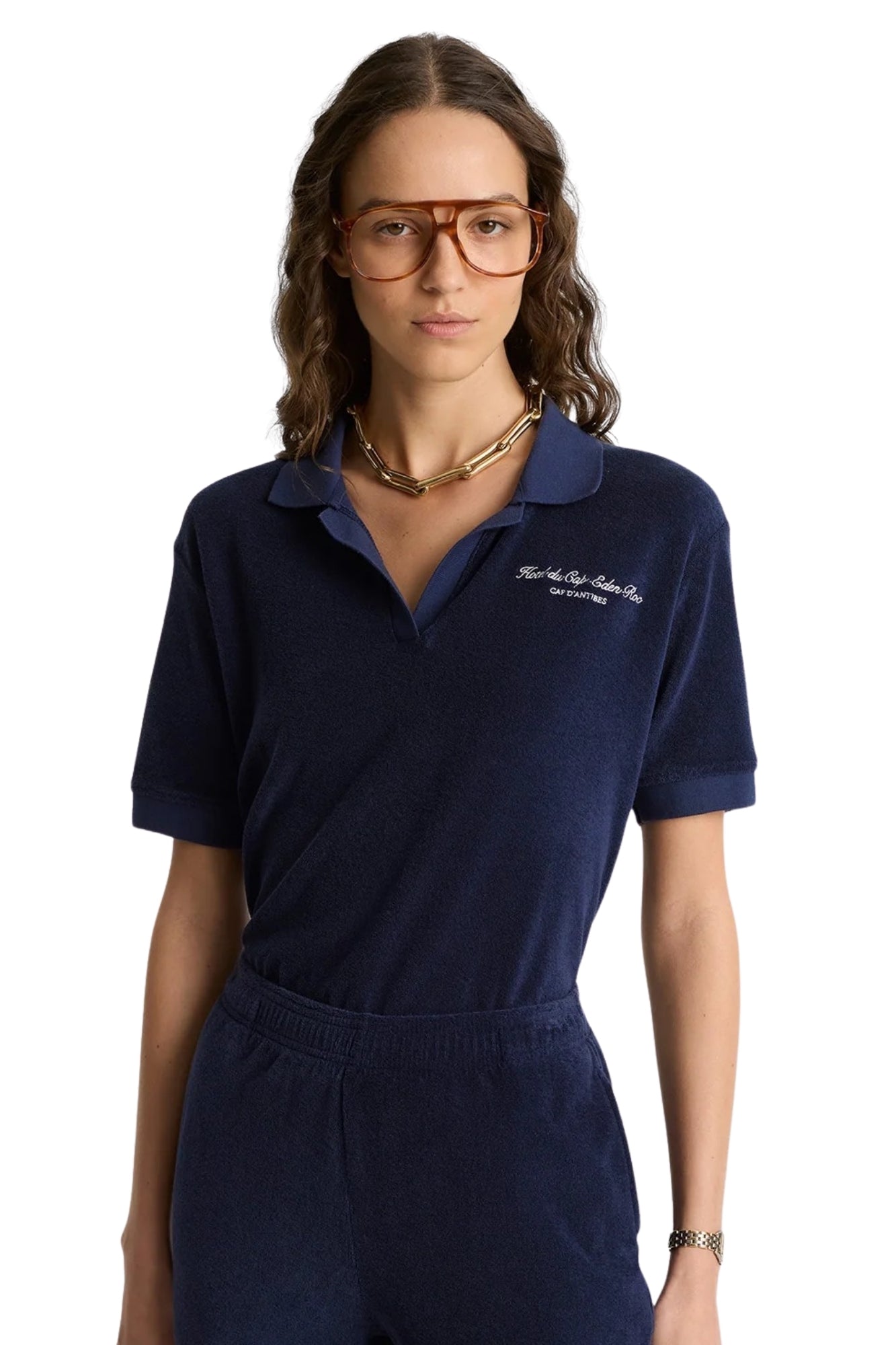 EDEN SCRIP DARK NAVY TERRY POLO