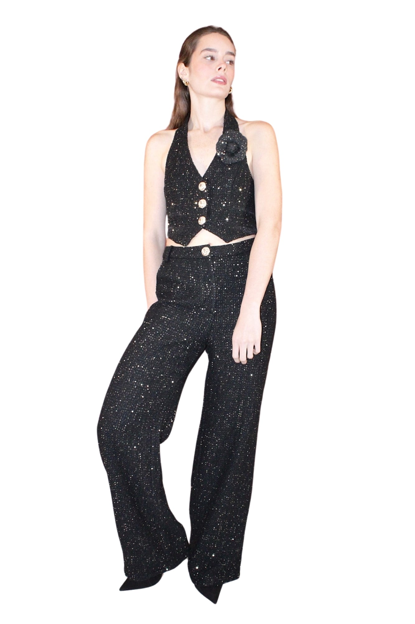 SEQUIN TWEED BLACK SET