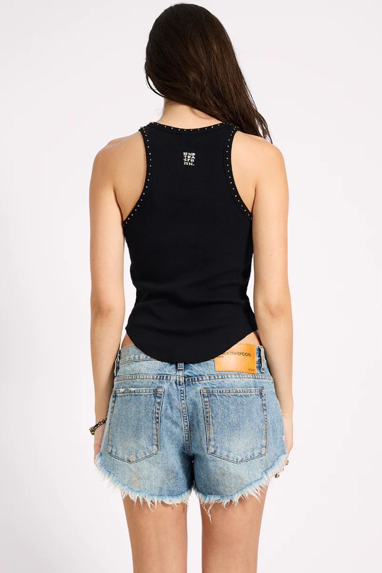 HAND BEADED RAMONE TANK BLACK