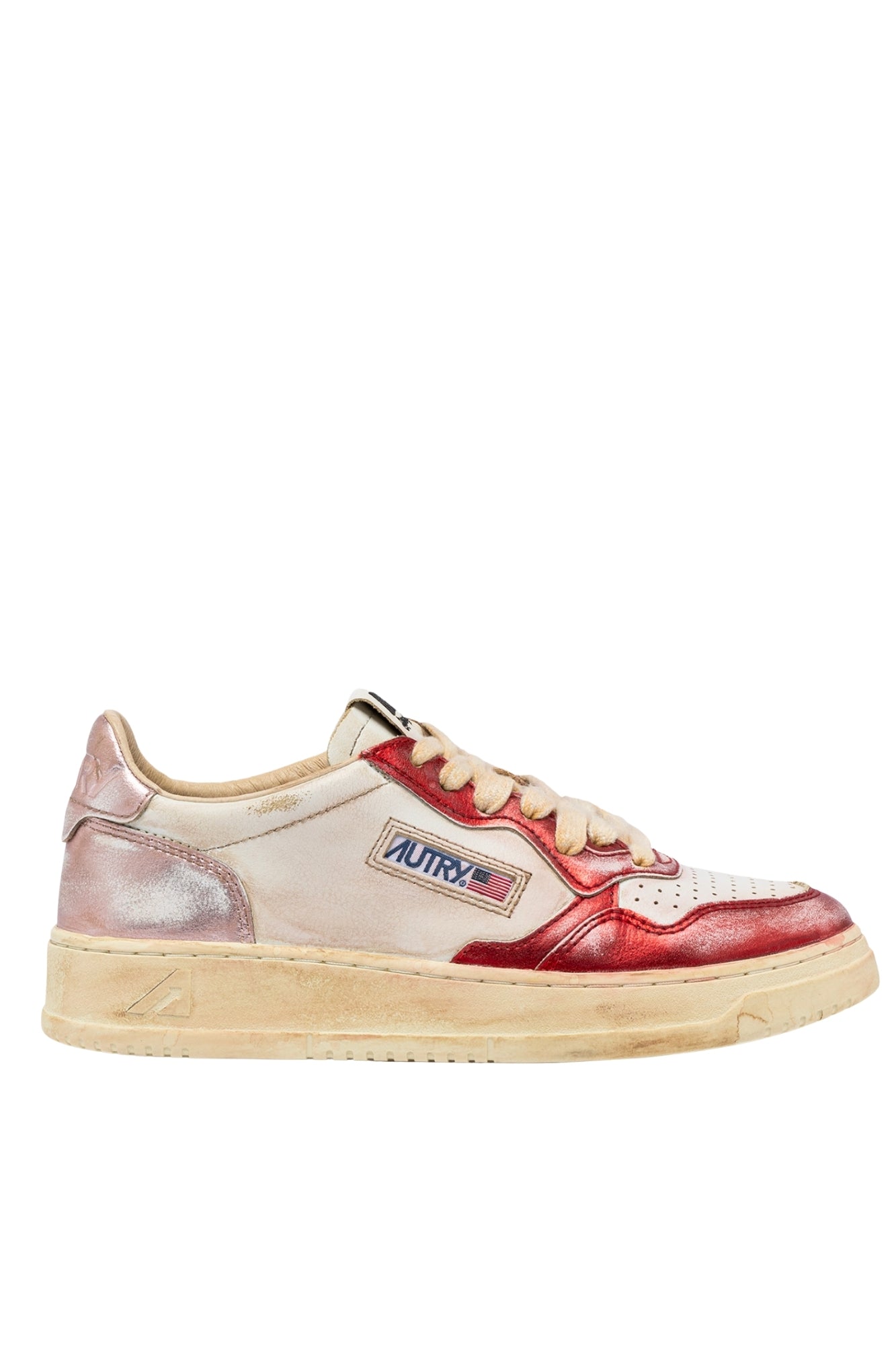 MEDALIST LOW SUPER VINTAGE SNEAKERS IN RED AND PINK BRUSHED LEATHER