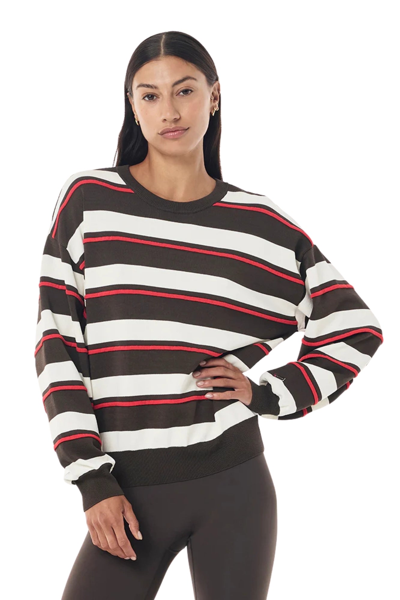 RETREAT STRIPE SWEATER IN DARK OLIVE